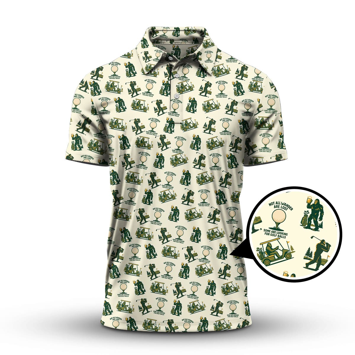 Bigfoot Golf Shirt For Men, Funny Golf Shirts, Pattern Golf Gift For Golfers