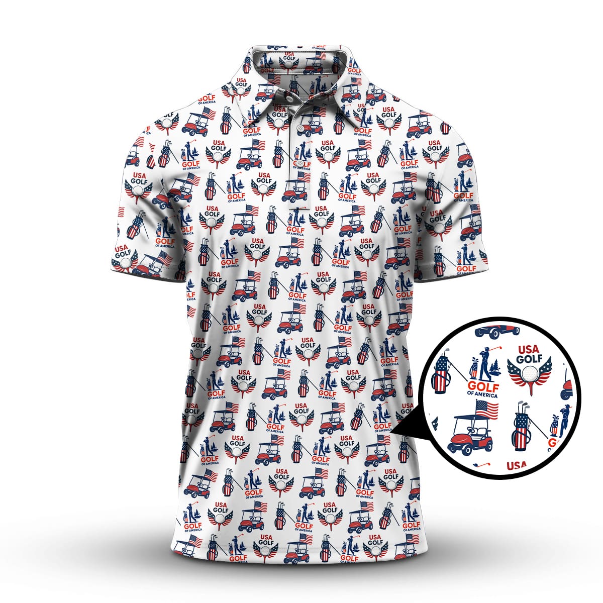 USA Golf Shirts, American Golf Shirt For Men, Pattern Golf Gift For Golfers
