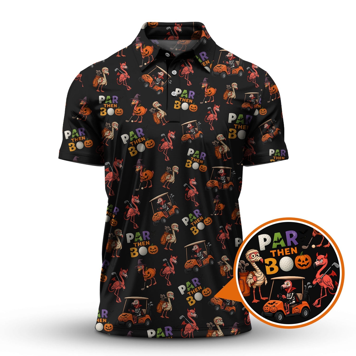 Funny Pattern Golf Shirt, Flamingo Golf Shirt, Halloween Golf Shirt For Golfer