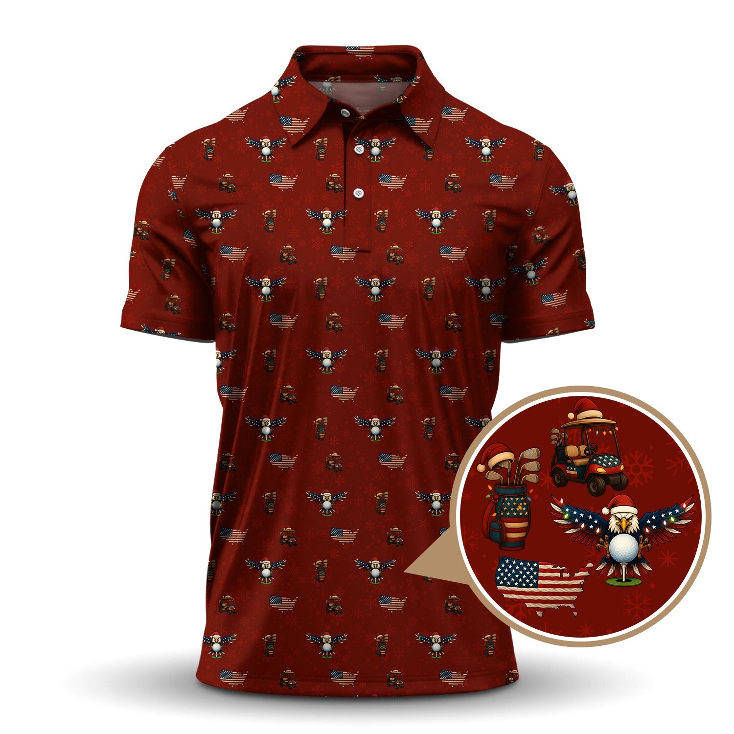 USA Golf Shirt For Golfer, Christmas Golf Shirt, Funny Pattern Golf Shirt For Men