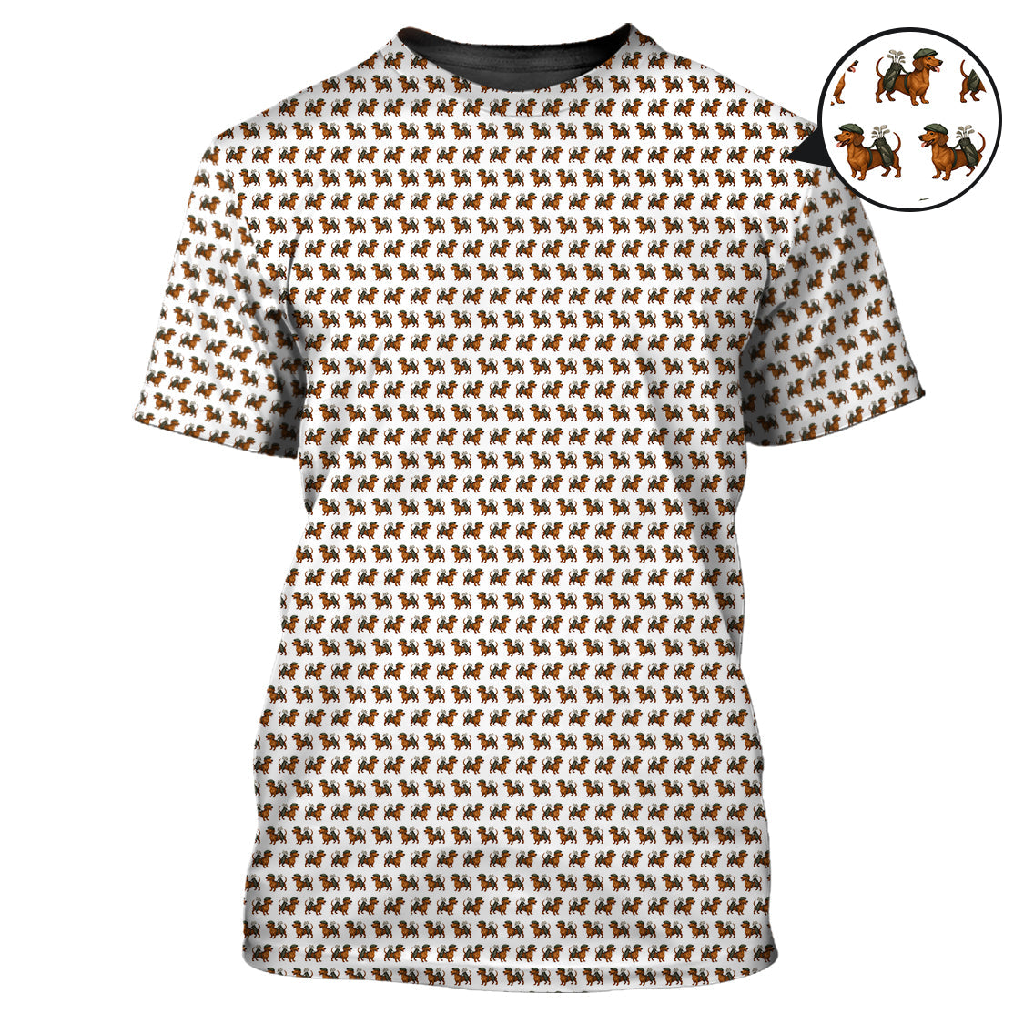 Dachshund Pattern Golf Polos, Crazy Golf Shirts For Men, Funny Golf Shirt