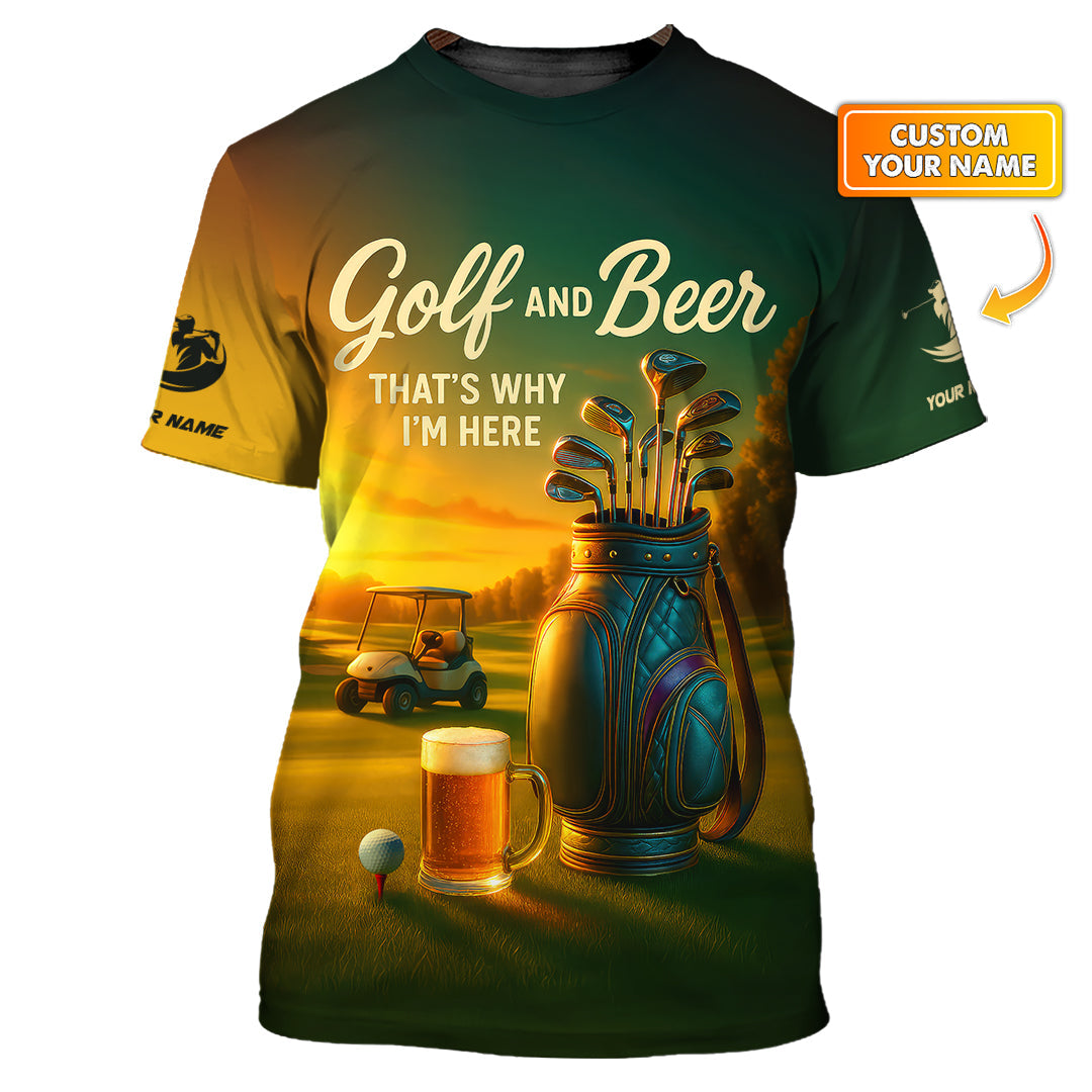 Golf and Beer That’s Why I’m Here Shirt – Custom Men's Golf Polo – Funny Golf Apparel For Dad
