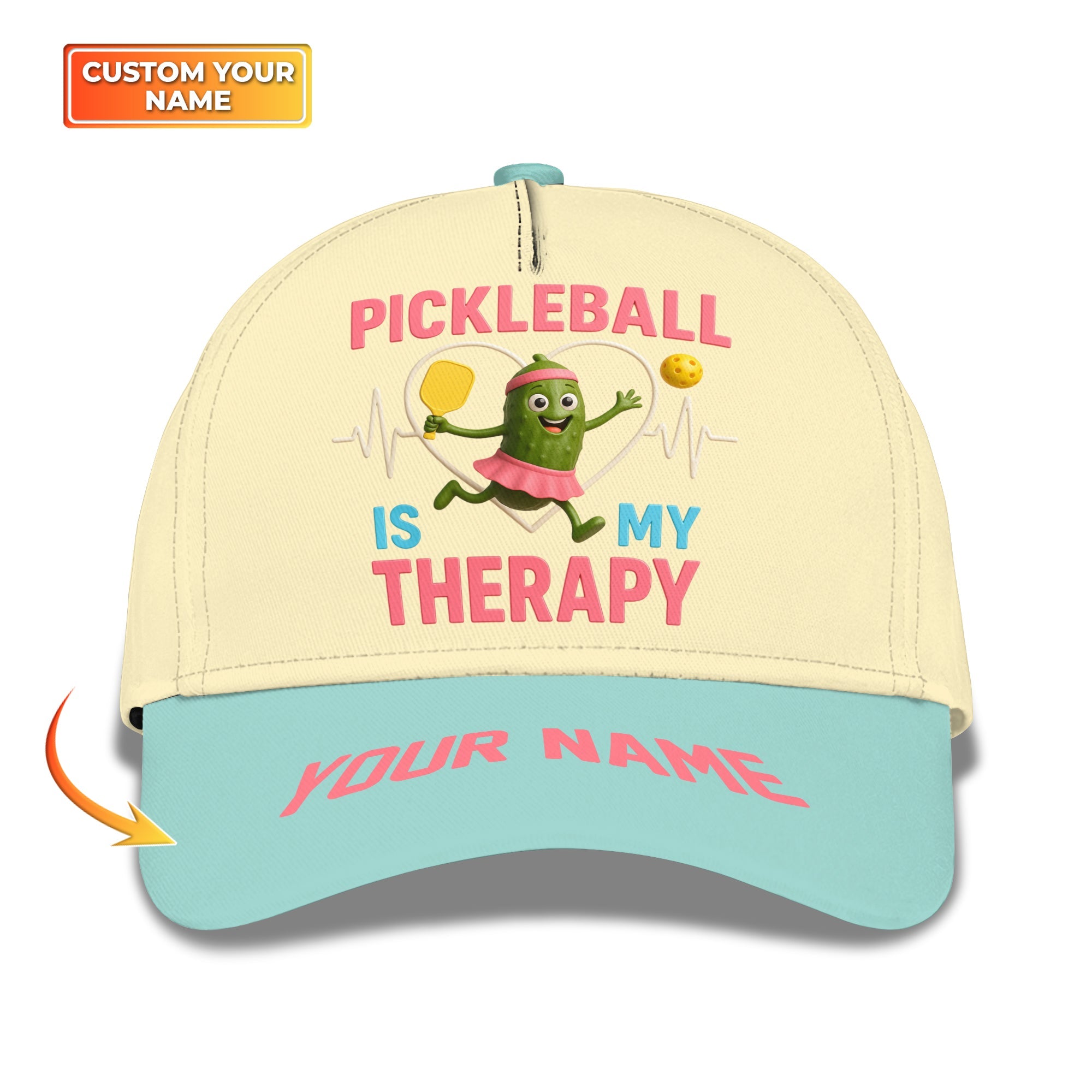 Women's Pickleball Hat, Pickleball Is My Therapy Custom Cap, Funny Pickleball Hat