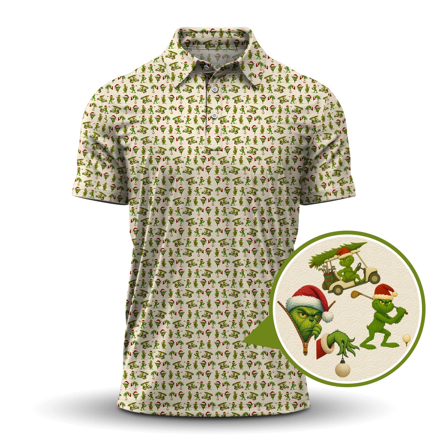 Funny Christmas Golf Shirt, Pattern Golf Shirt, Grinch Golf Shirt For Men