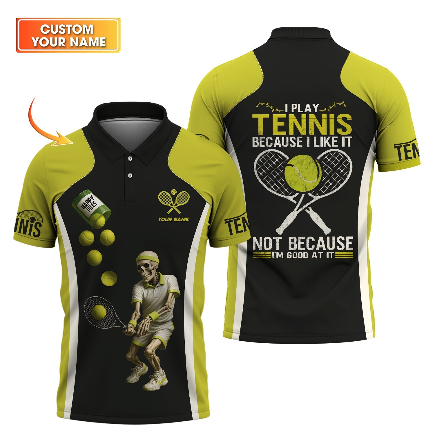 I Play Tennis Shirts Tennis Ball Happy Pill Custom T Shirts, Tennis Shirts for Men, Gifts for Tennis Lovers