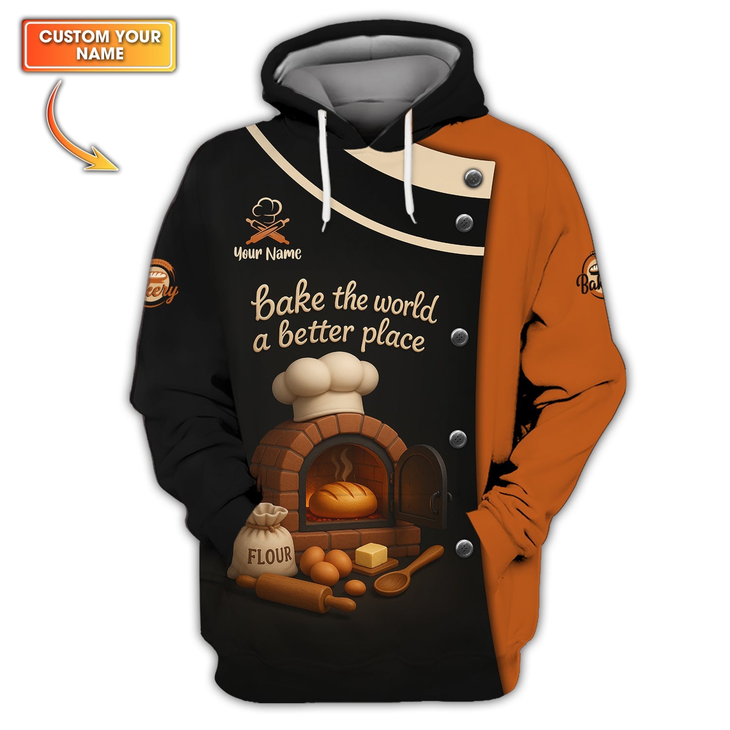 Bake The World A Better Place Shirt, Custom Name Baker Uniform, Gift for Baker