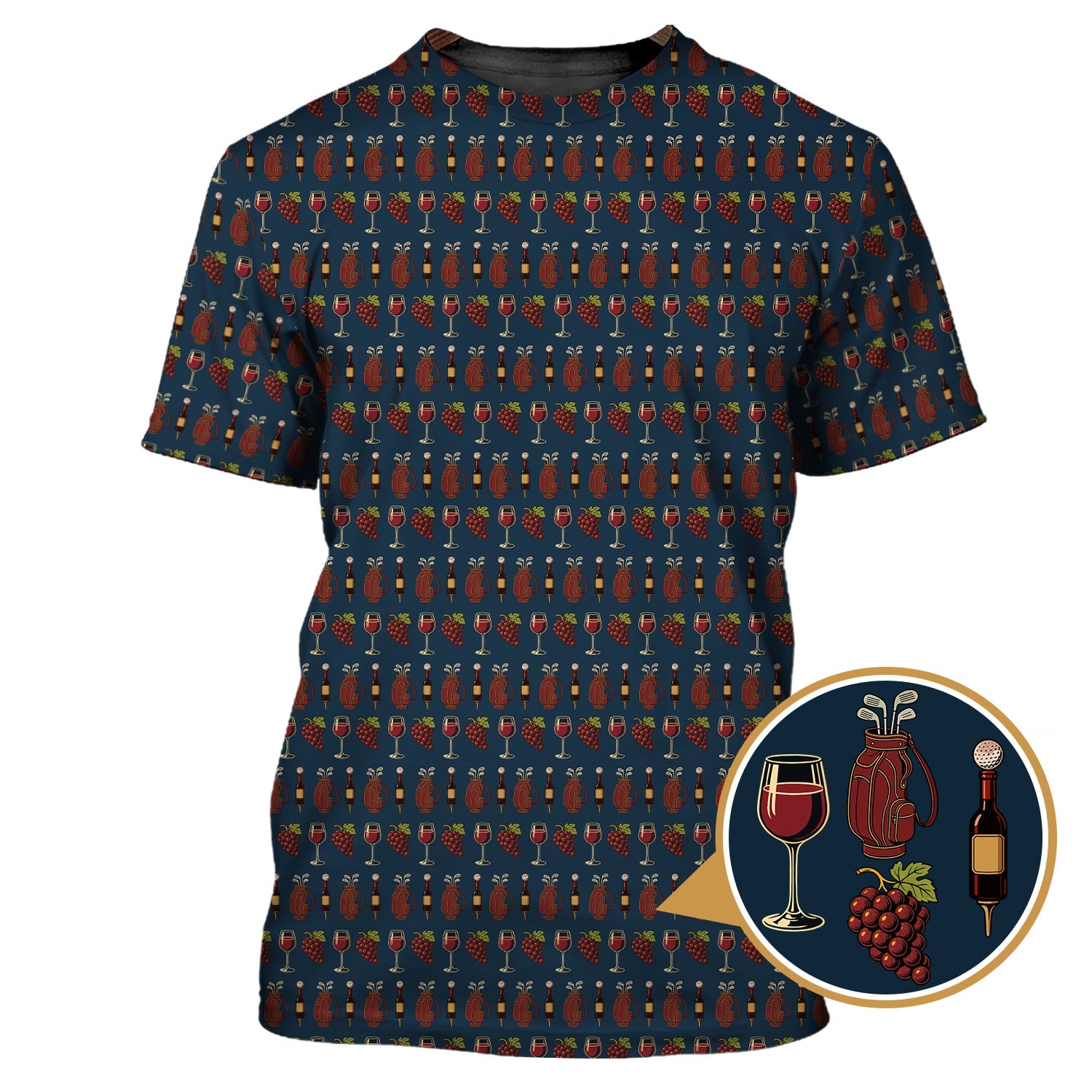Golf Wine Pattern Golf Shirt,  Women Golf Shirts For Wine Lovers, Golf Gift For Golfer