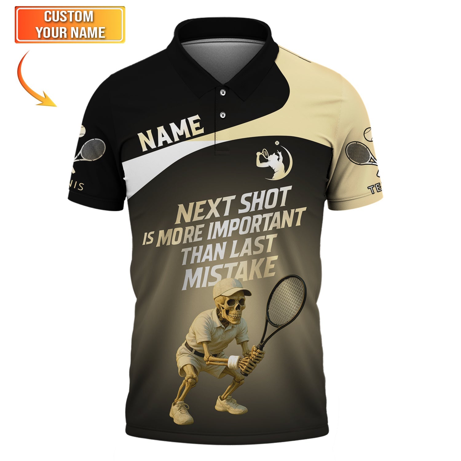Next Shot Skull Tennis Polo Shirts, Custom Men Vintage Tennis Outfit, Gifts for Tennis Lovers