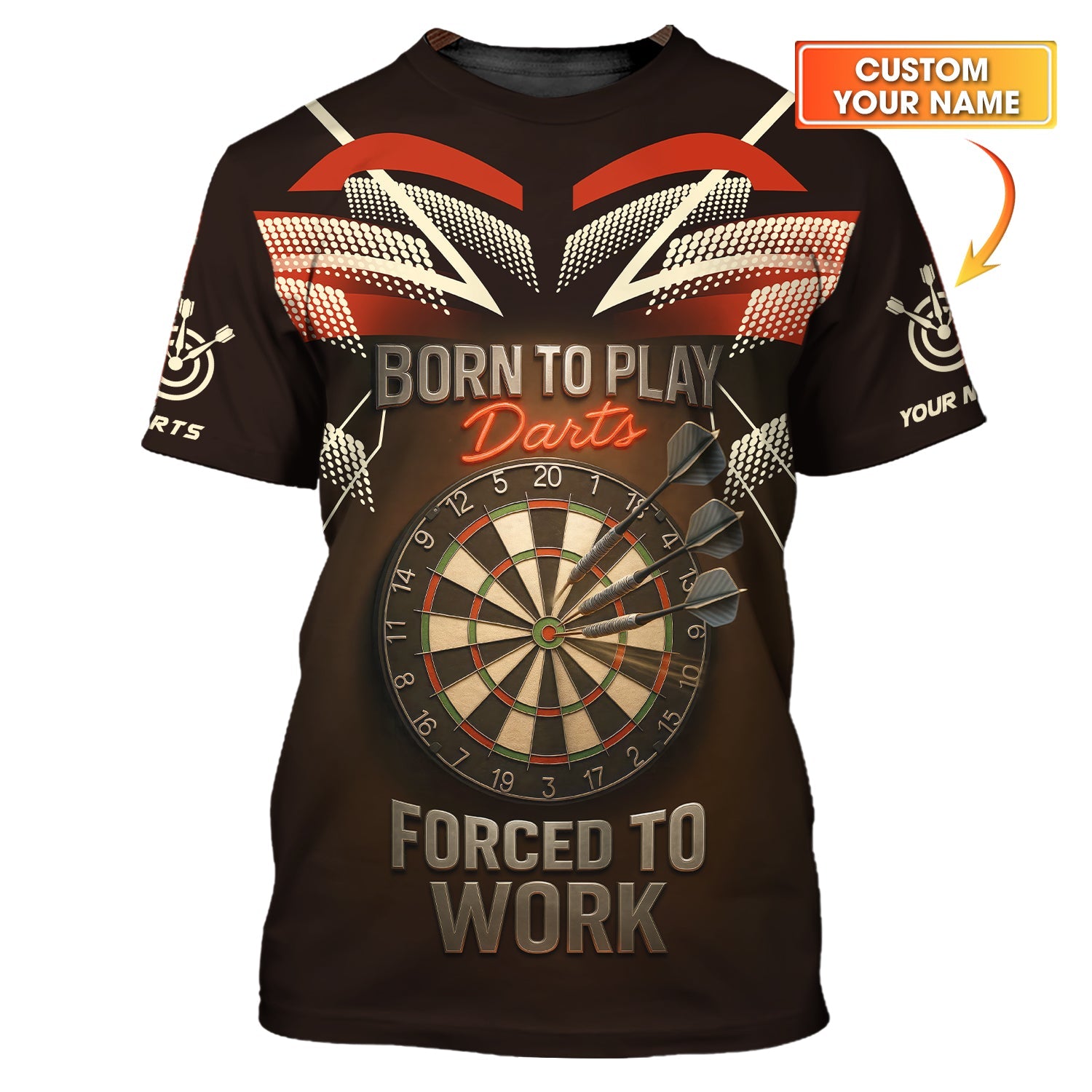 Dartboard Custom Dart Jersey Born To Play, Forced To Work, Dart Team Shirts, Best Darts Gift For Dart Player