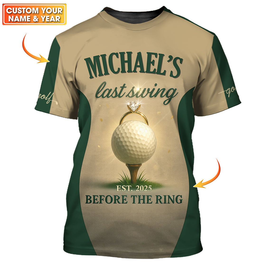 Custom Funny Golf Polos With Name And Year, Last Swing Before The Ring Shirts, Crazy Golf Shirt For Men's