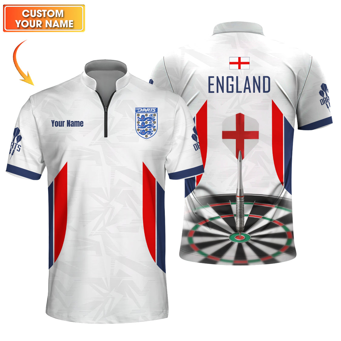 England Darts Jersey, Custom Name British Dart Shirt with Flag, Gift For Dart Player Shirt