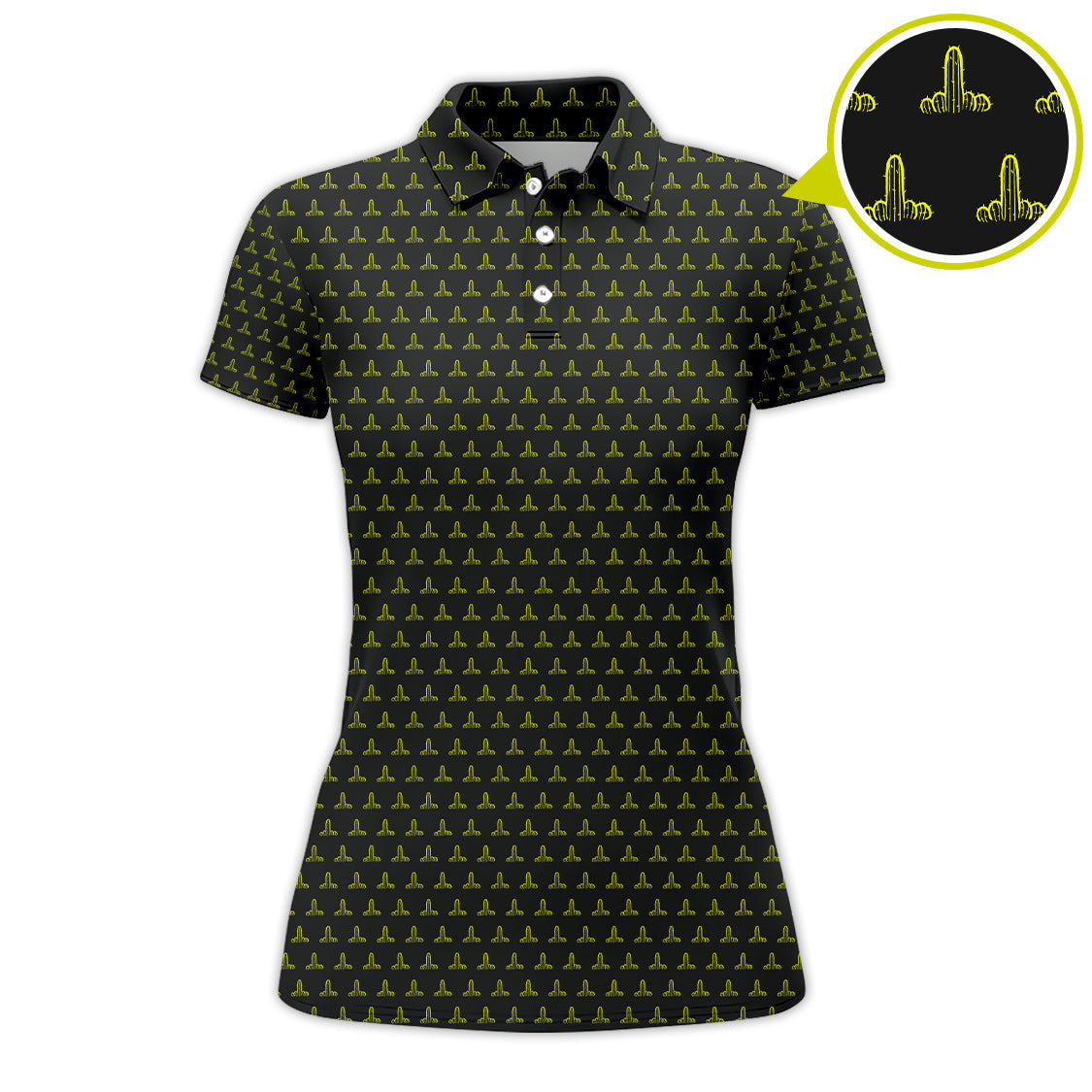 Cactus Pattern Golf Shirt, Funny Golf Polos , Crazy Golf Shirts For Men