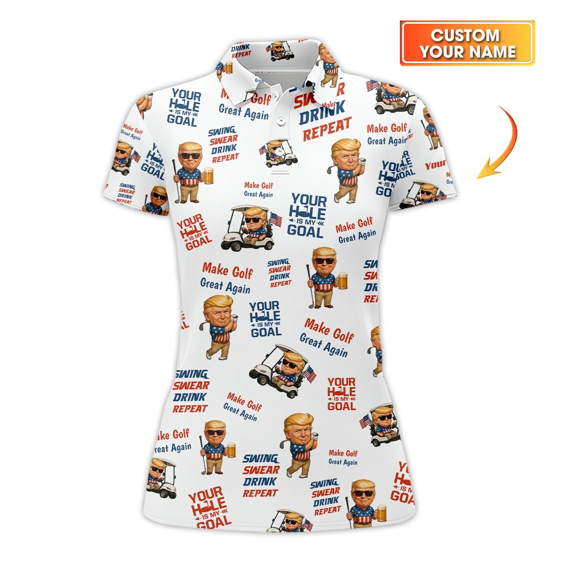 Make Golf Great Again Trump Golf Shirt – Funny Custom Sports Tee, Gift for Golfers
