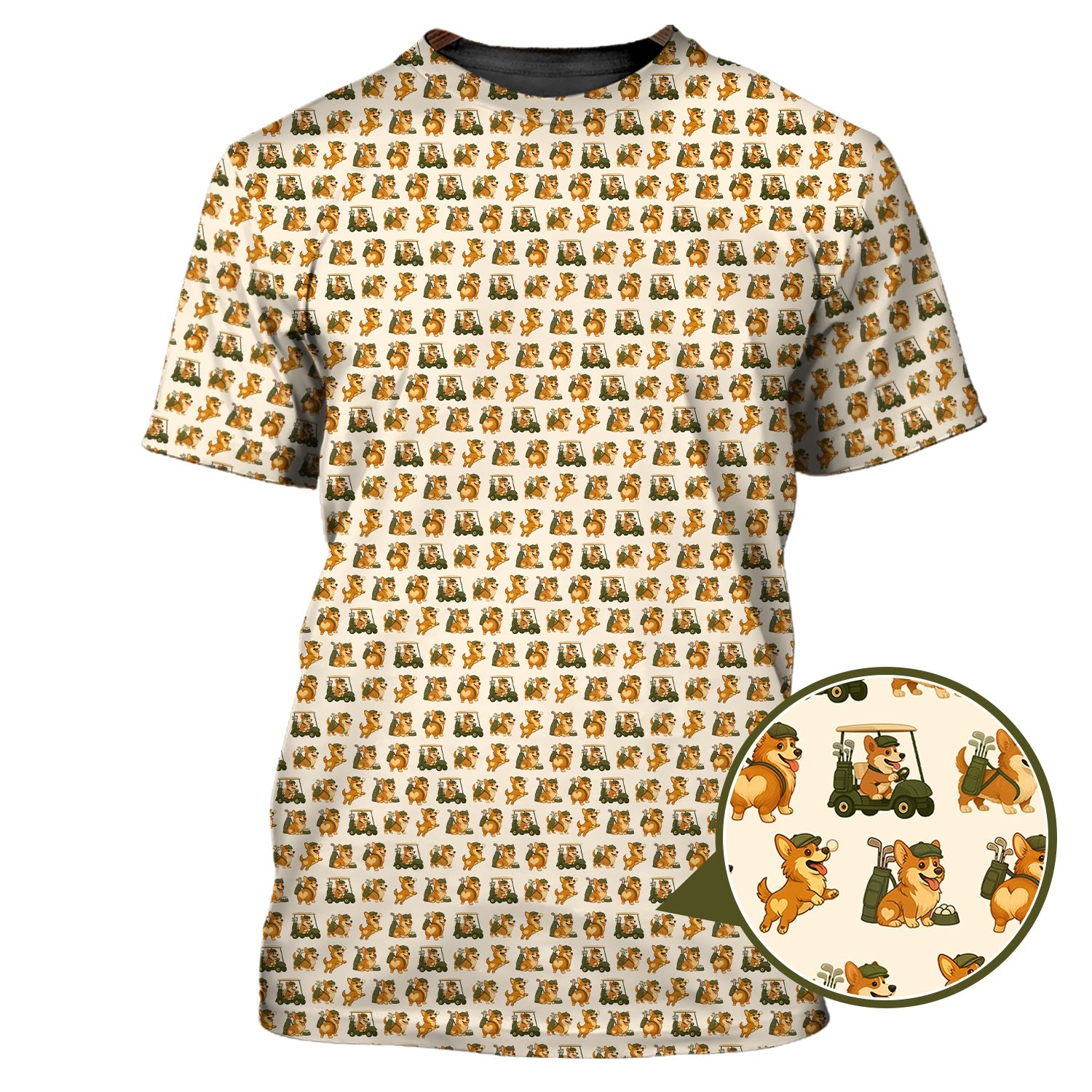 Corgi Golf Pattern Shirt, Cute Dog Golf Polo For Pet Lovers And Golfers, Funny Golf Polos For Men's