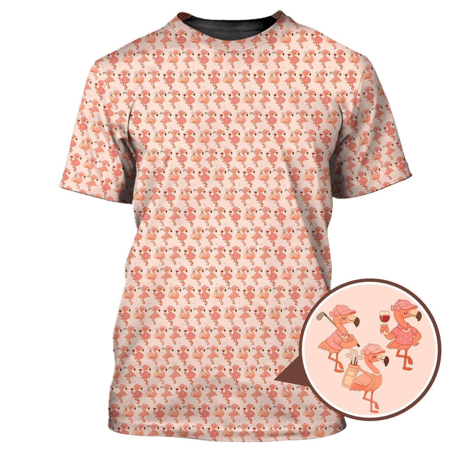 Flamingo Pattern Golf Shirt, Funny Ladies Golf Shirts, Flamingo Golf Polos for Women