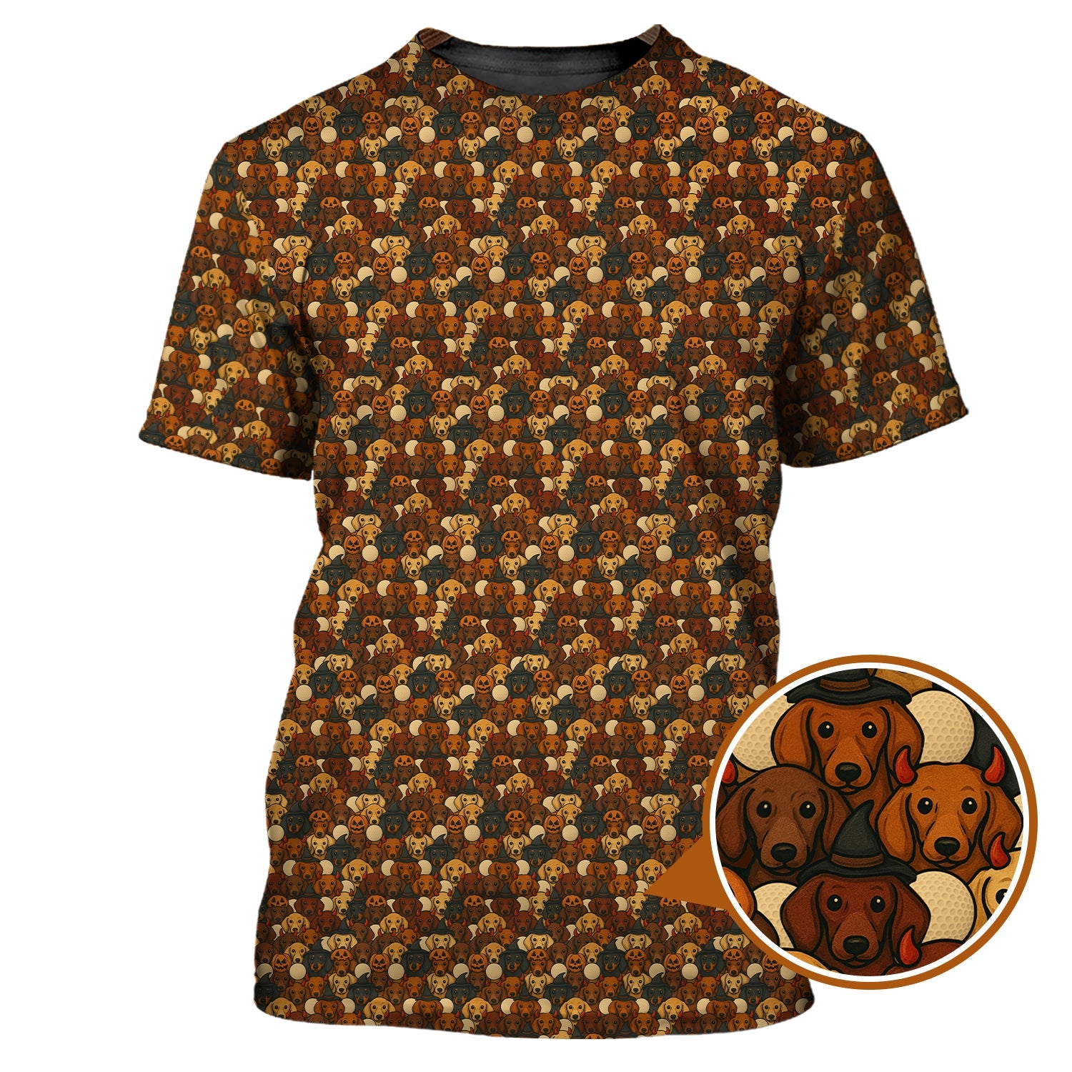 Dachshund Pattern Golf Shirt, Halloween Golf Shirt, Golf Gift For Golfers, Dachshund Golf Shirt For Men