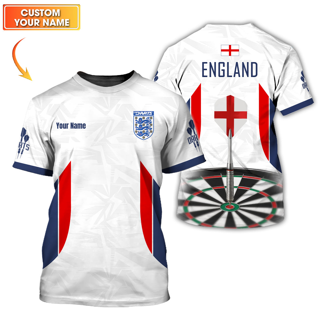 England Darts Jersey, Custom Name British Dart Shirt with Flag, Gift For Dart Player Shirt