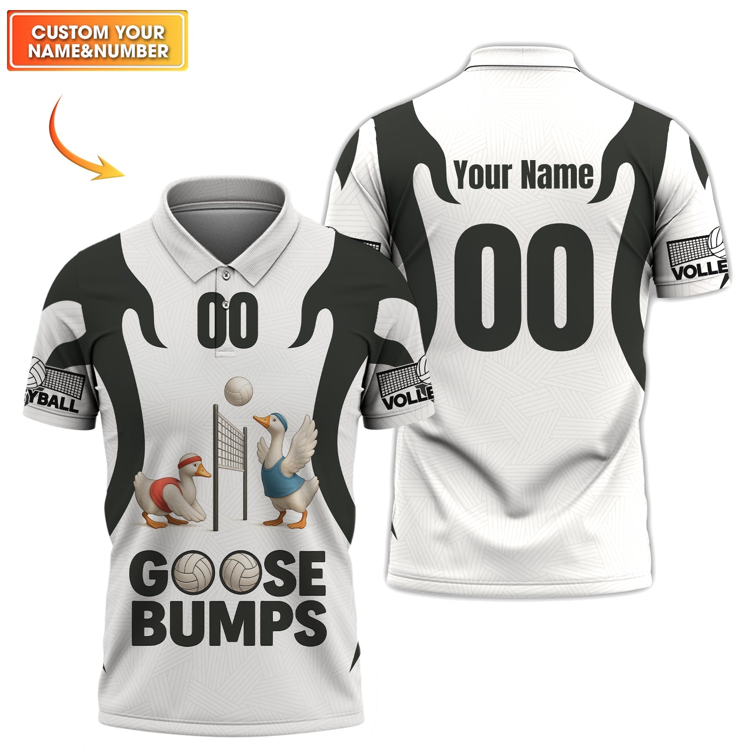 Goose Bumps Volleyball Shirt – Custom Name Funny Volleyball Jersey – Cute Goose Team Sports Shirt