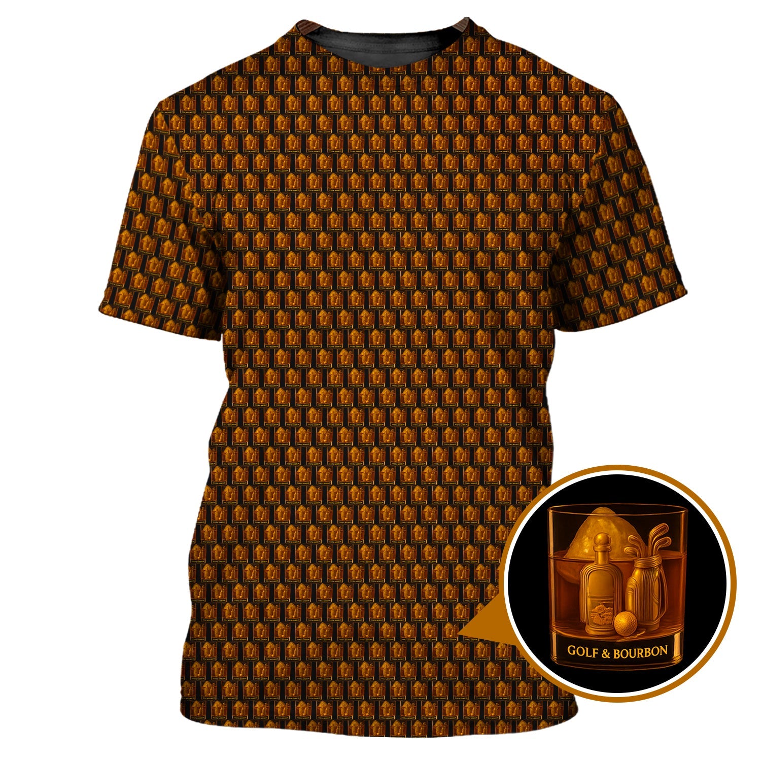 Golf & Bourbon Pattern Golf Shirt, Bourbon Golf Shirt For Men, Funny Men Golf Gift, Bourbon Golf Shirt For Golfers