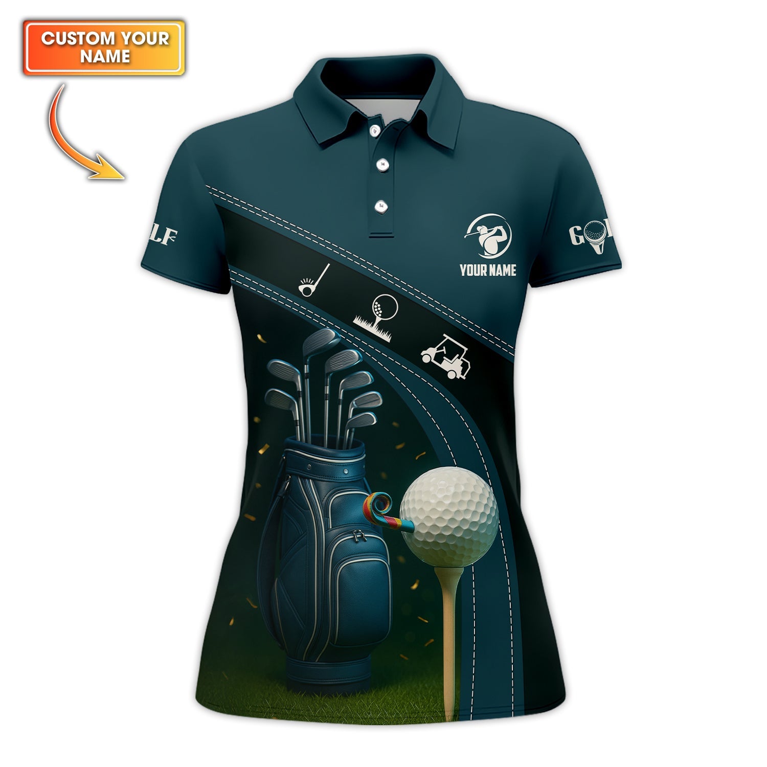 Let’s Par Tee Men’s Golf Shirt, Funny Golf Shirts, Custom Name Golf Polo