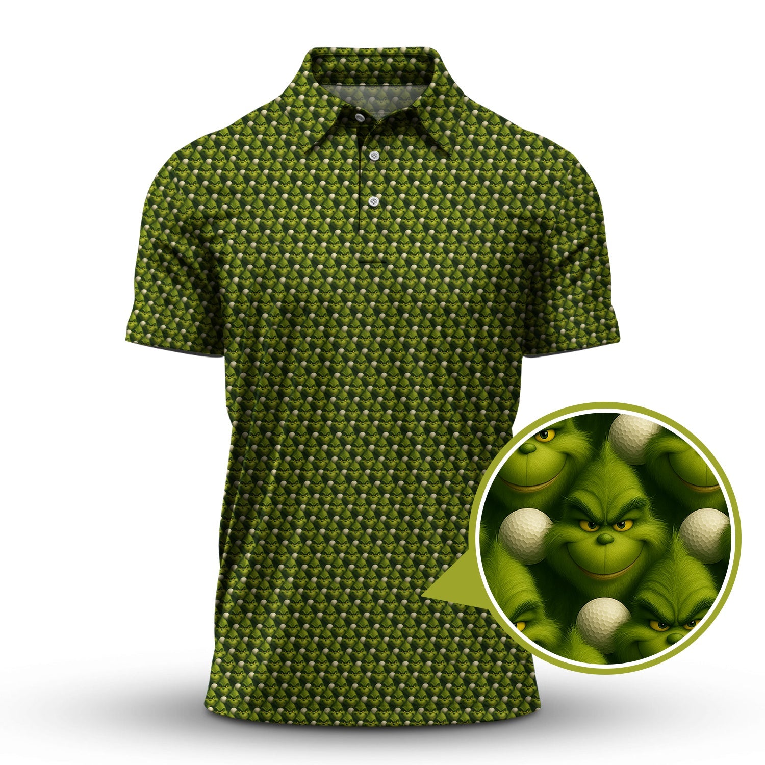 Funny Grinch Pattern Golf Shirt, Crazy Golf Shirt for Men, Golf Gift For Golfer