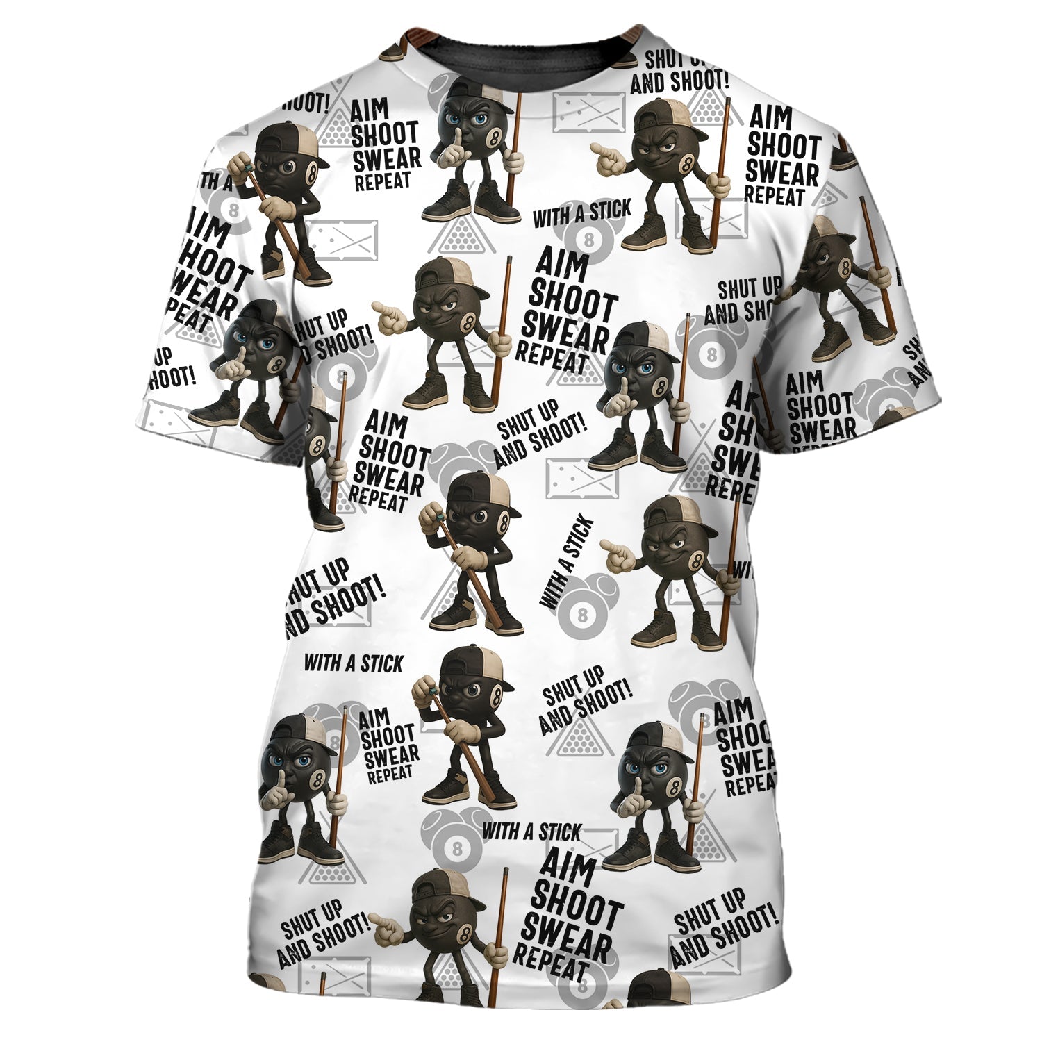 I Beat People With a Stick Billiards Jersey Shirt – Shut Up and Shoot Pool Polo Tee – Funny Cue Sport Shirt for Men