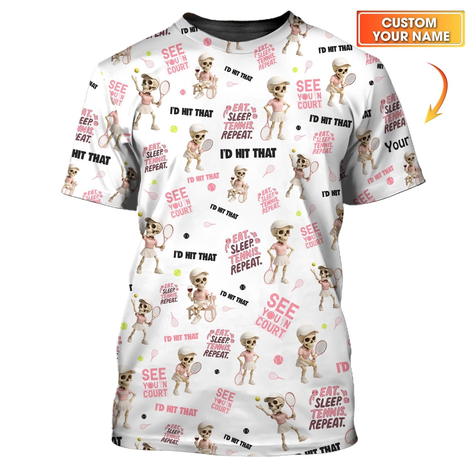 'Eat Sleep Tennis Repeat' Custom Women's Tennis Polo - Tennis Women Apparel - Cute Tennis Clothes