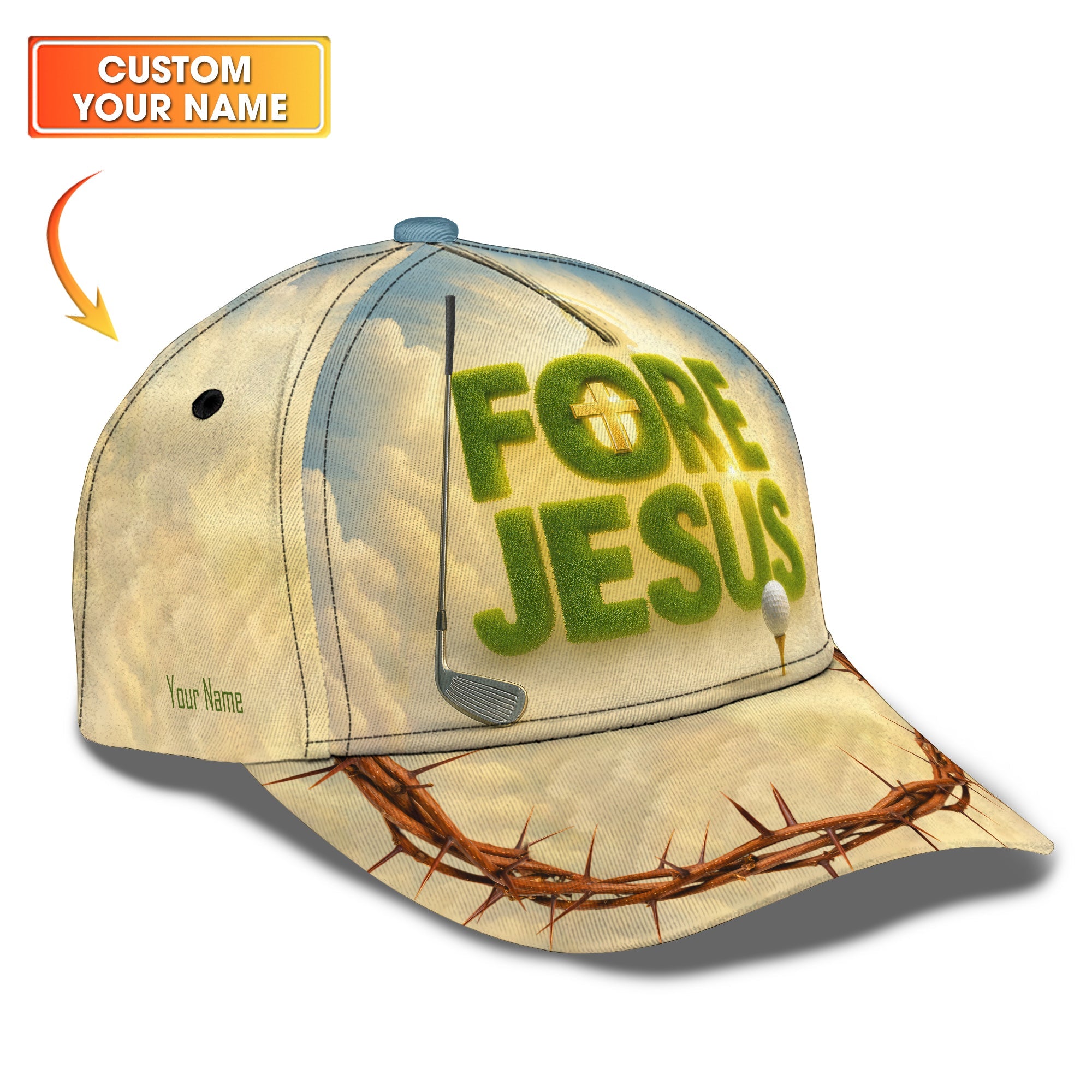 FORE JESUS Custom Golf Hat, Golf Jesus Classic Cap, Golf Gift For Men's