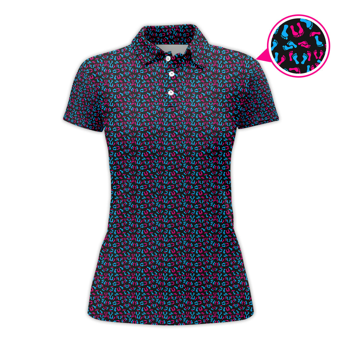 Feet Positions Pattern Golf Polos, Funny Golf Shirt For Men, Crazy Golf Shirts For Golfers