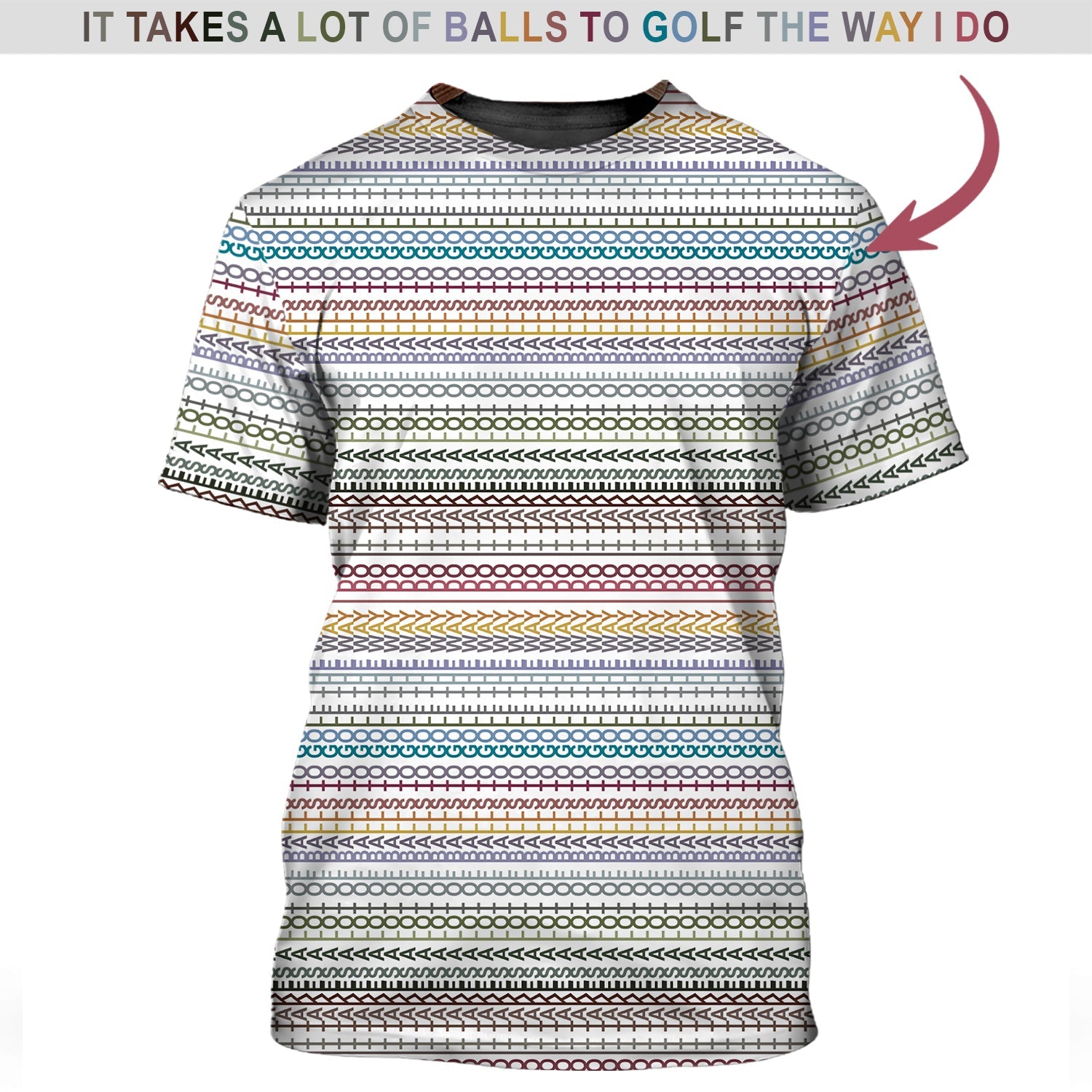 Funny Golf Polos,  'It Takes A Lot Of Balls To Golf The Way I Do' Golf Shirt, Pattern Crazy Golf Shirts For Men's