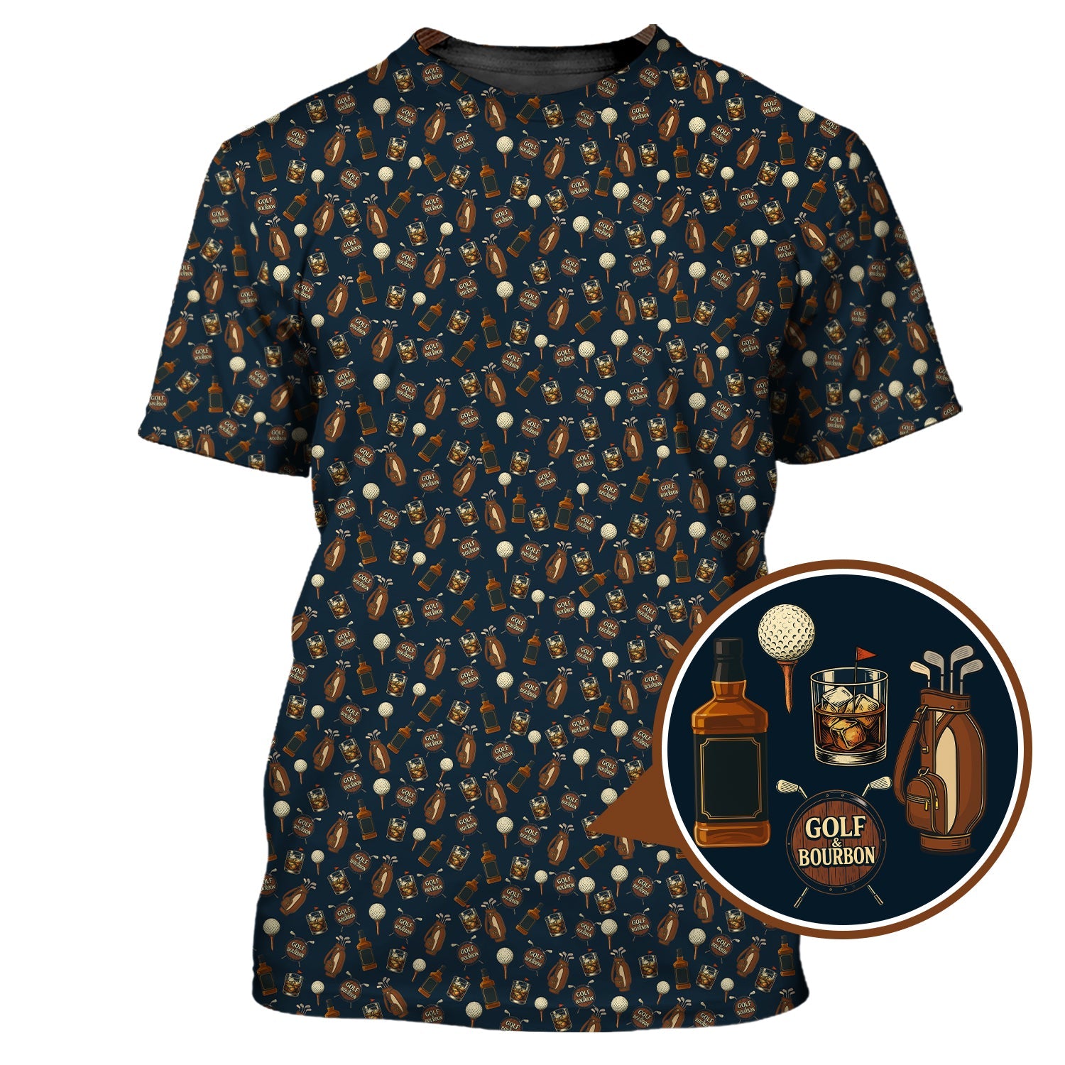 Golf Pattern Shirt For Golfer, Bourbon Golf Shirt, Crazy Golf For Men