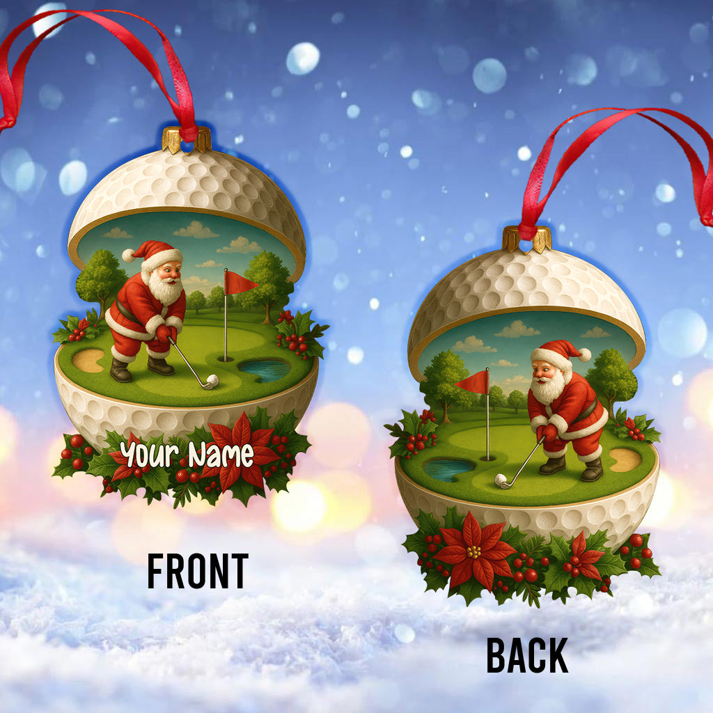 Personalized Santa Golf Ornament, Custom Golf Decor Christmas Gift For Golfer, Golf Christmas Ornaments