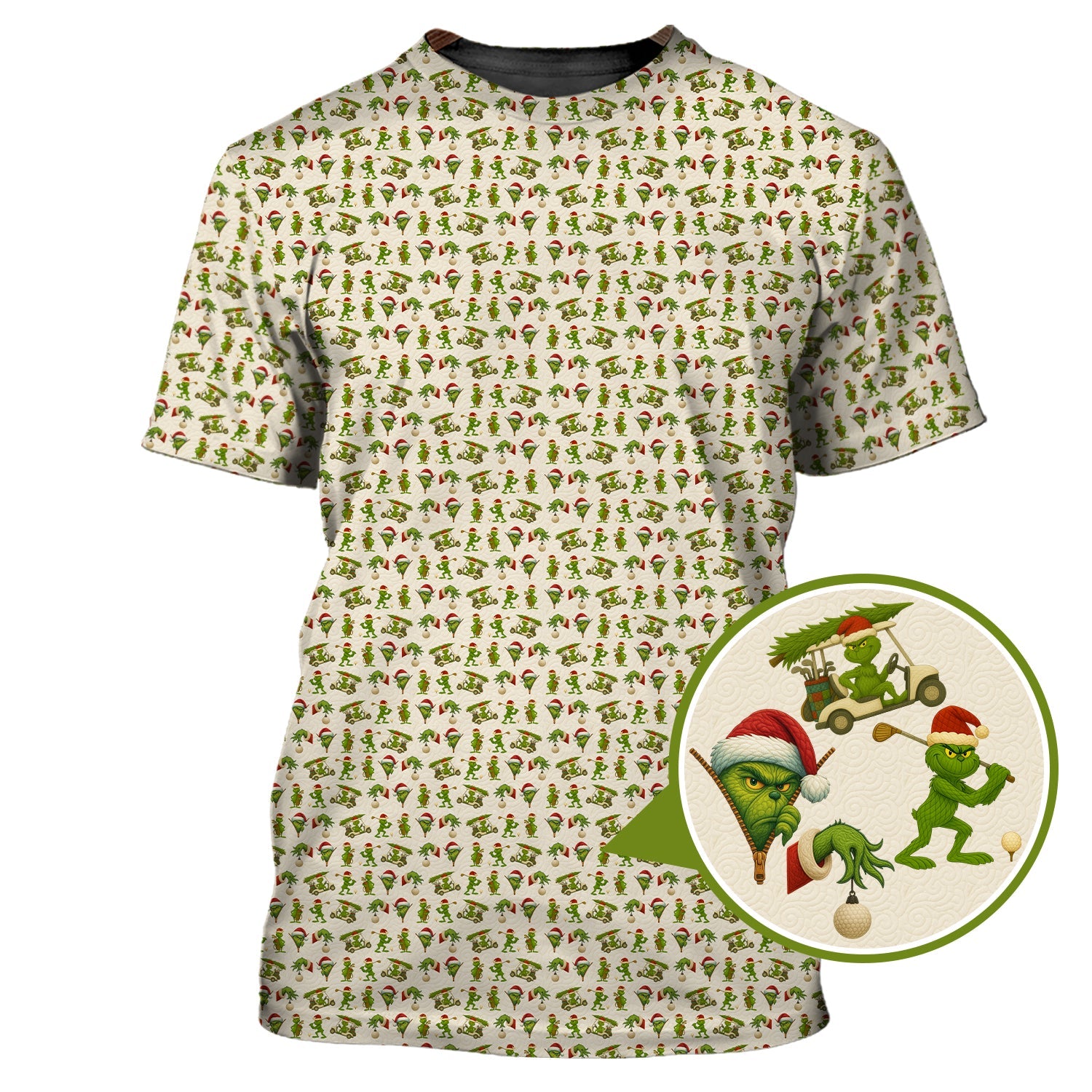 Funny Christmas Golf Shirt, Pattern Golf Shirt, Grinch Golf Shirt For Men