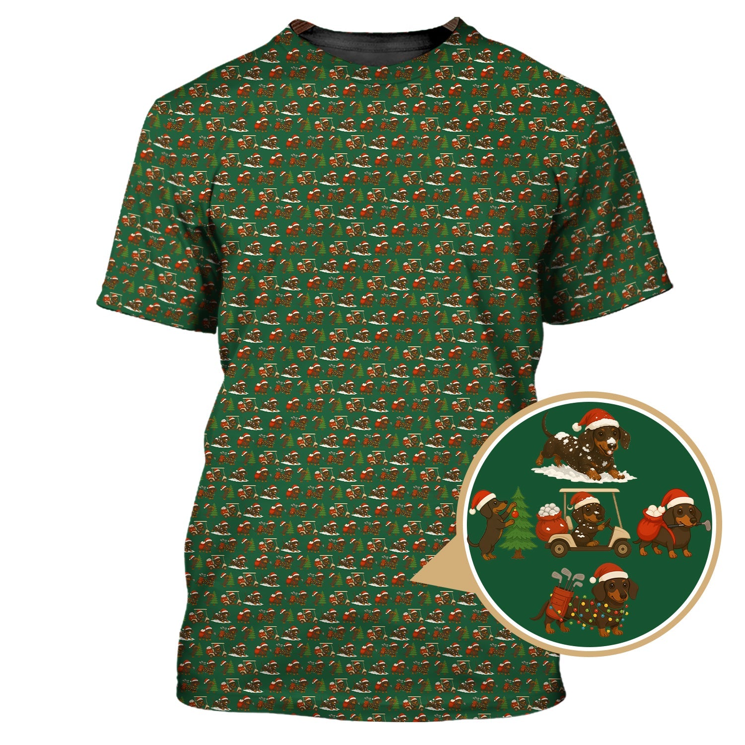 Dachshund Christmas Shirt, Funny Pattern Golf Shirt, Golf Shirt For Dog Lover, Golf Gift For Golfer