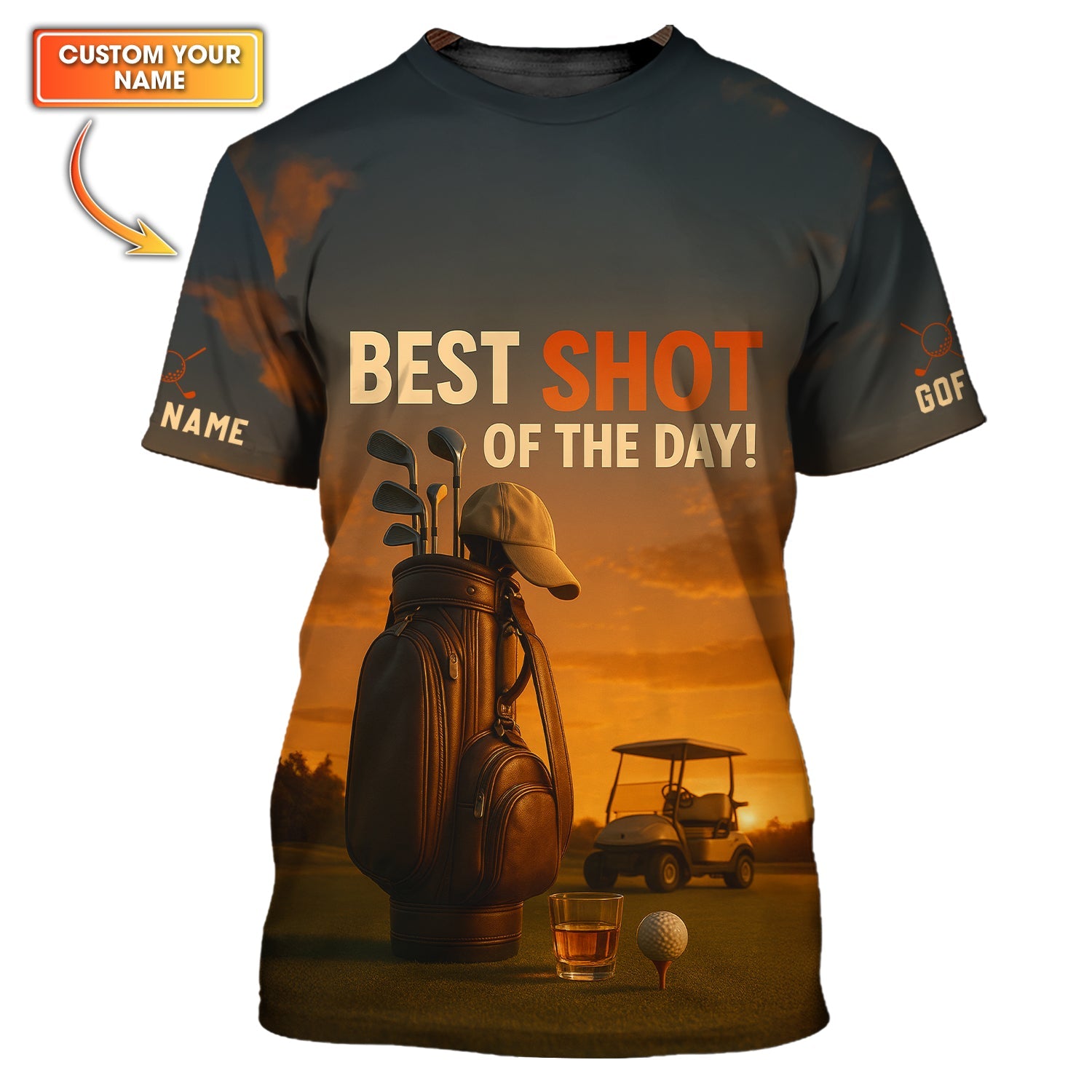 Best Shot Of The Day Golf Shirt, Funny Golf & Whiskey Polos For Men, Custom Name Golf Shirts