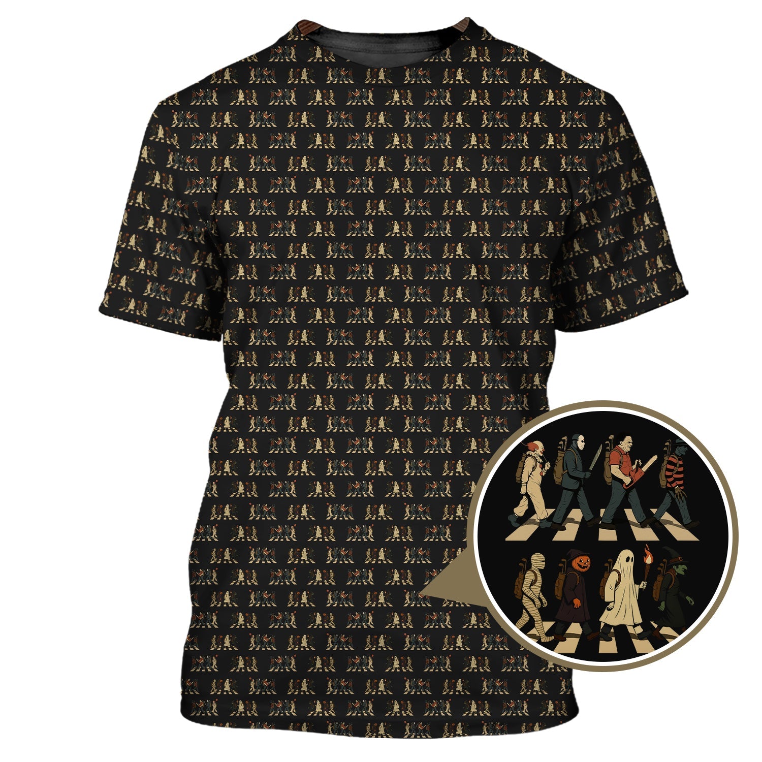 Halloween Golf Shirt For Golfer, Horror Pattern Golf Shirt, Golf Gift For Men