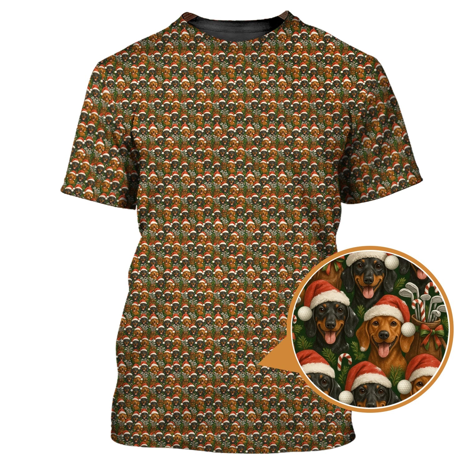 Dachshund Golf Shirt For Men, Christmas Pattern Golf Shirt, Funny Golf Shirt For Golfer