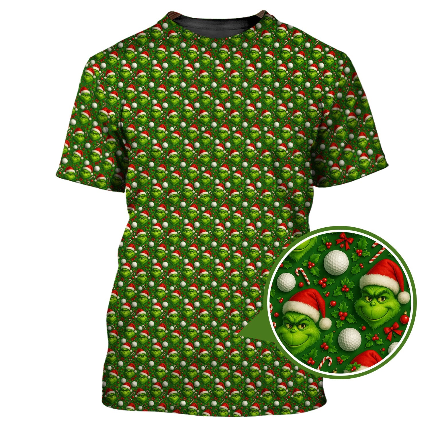 Grinch Golf Shirt For Golfer, Pattern Golf Shirt, Funny Golf Shirt For Men, Christmas Golf Shirt