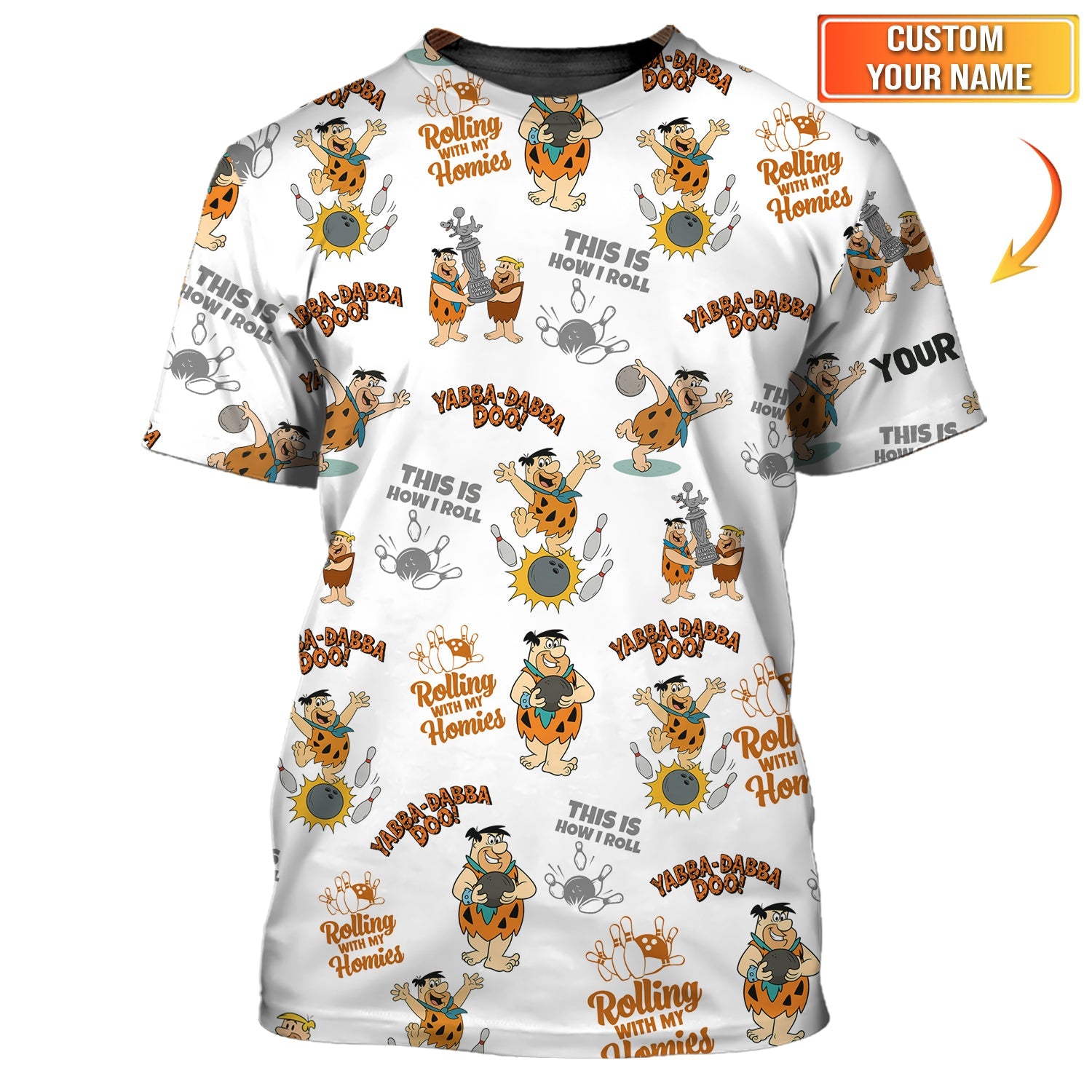 Fred Flintstone Bowling Custom Shirt – Retro Bowling Alley Style, Bowling Team Uniform