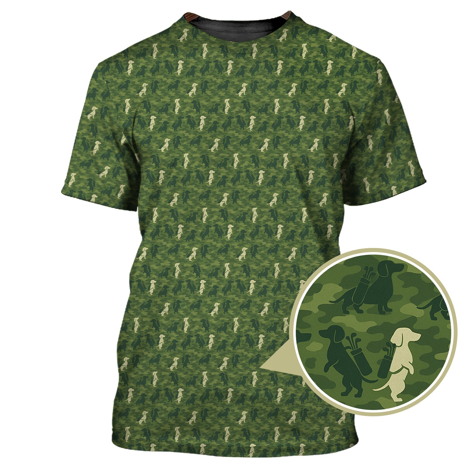 Dog Pattern Golf Shirt, Dachshund Golf Shirt For Golfer, Funny Camo Golf Shirt, Crazy Golf Shirt For Men