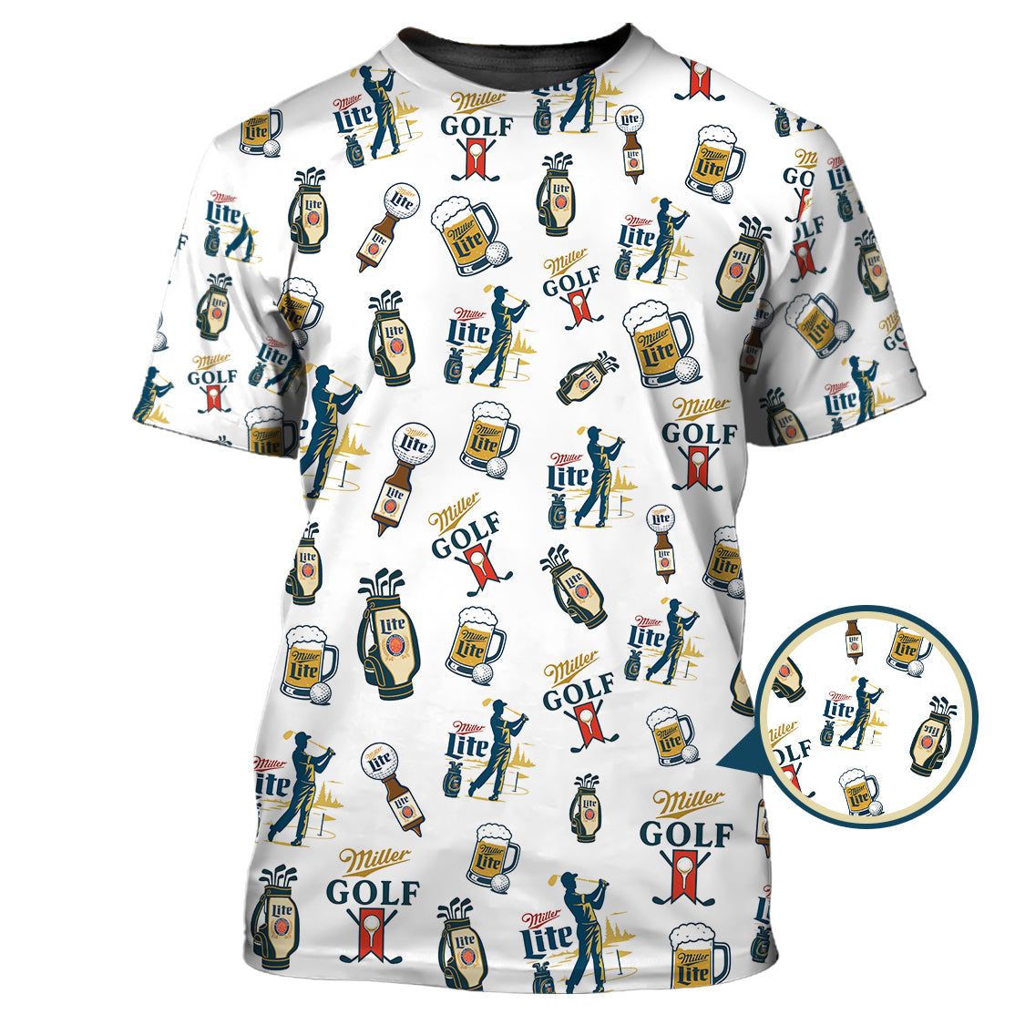 MLite Golf Shirt, Funny Beer & Golf Pattern Polos for Men, Crazy Golf Shirts For Men