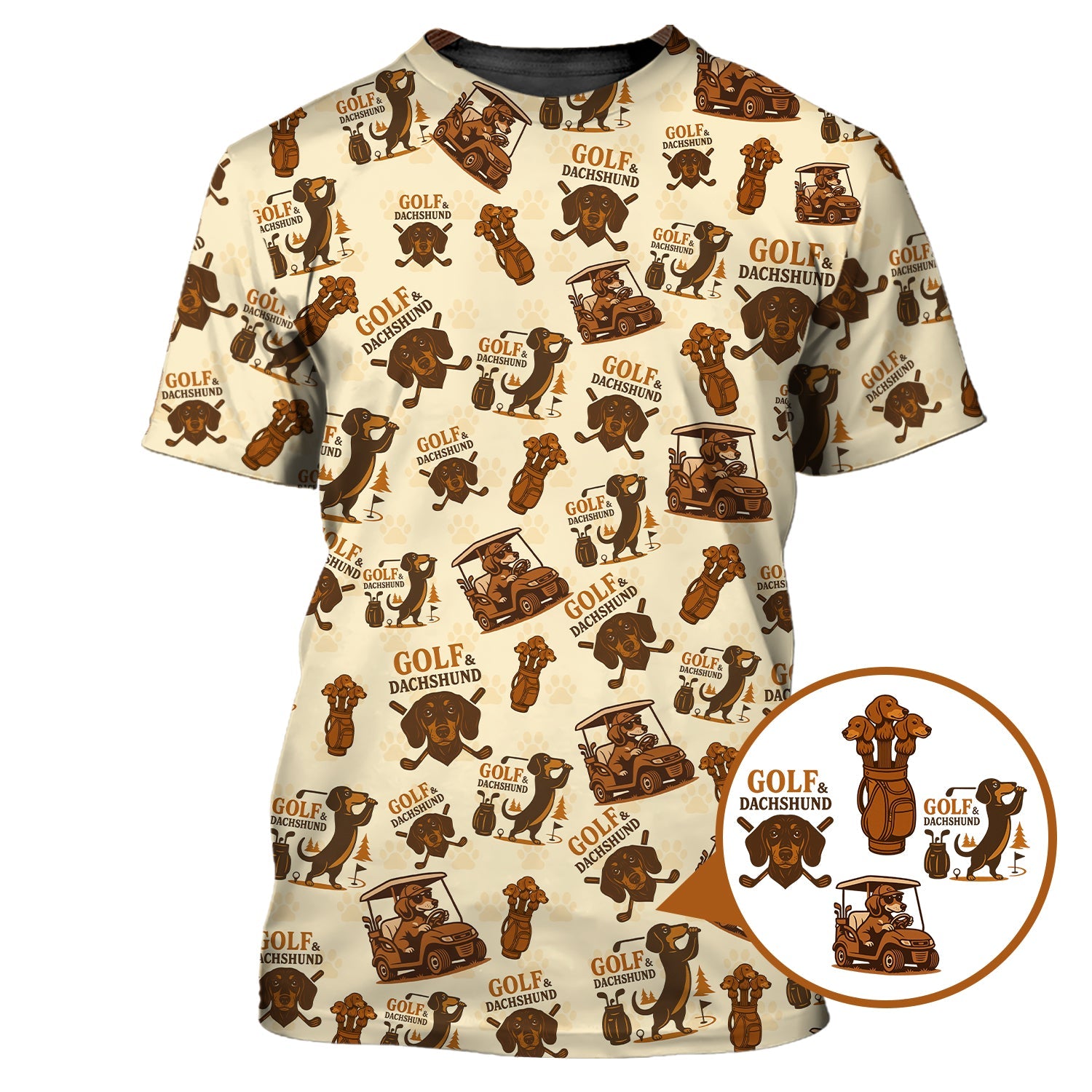 Pattern Golf Shirt, Golf & Dachshund Polos For Dog Lovers, Golf Gift For Golfers