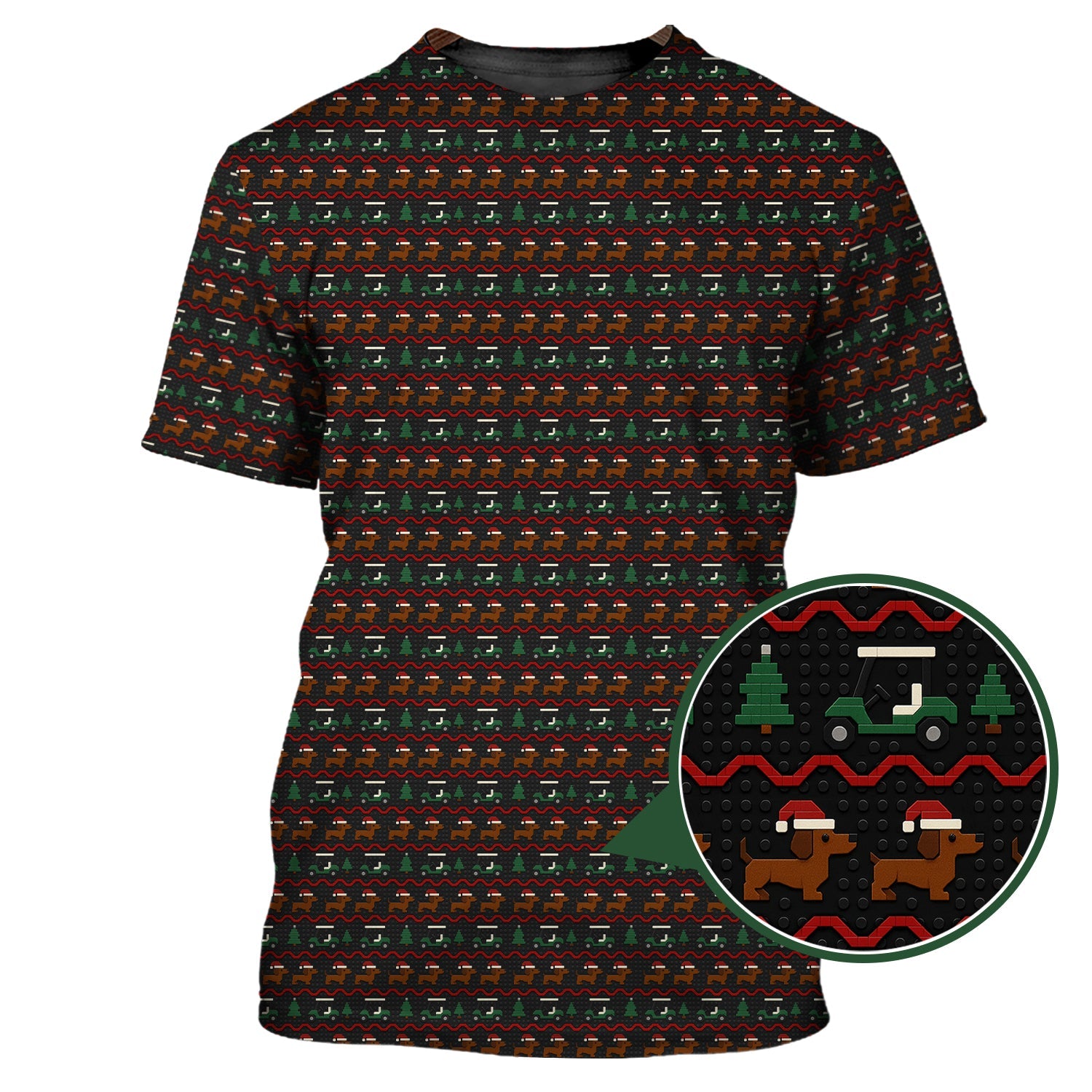 Dog Pattern Golf Shirt, Dachshund Golf Shirt, Christmas Golf Shirt For Men, Funny Golf Shirt For Golfer