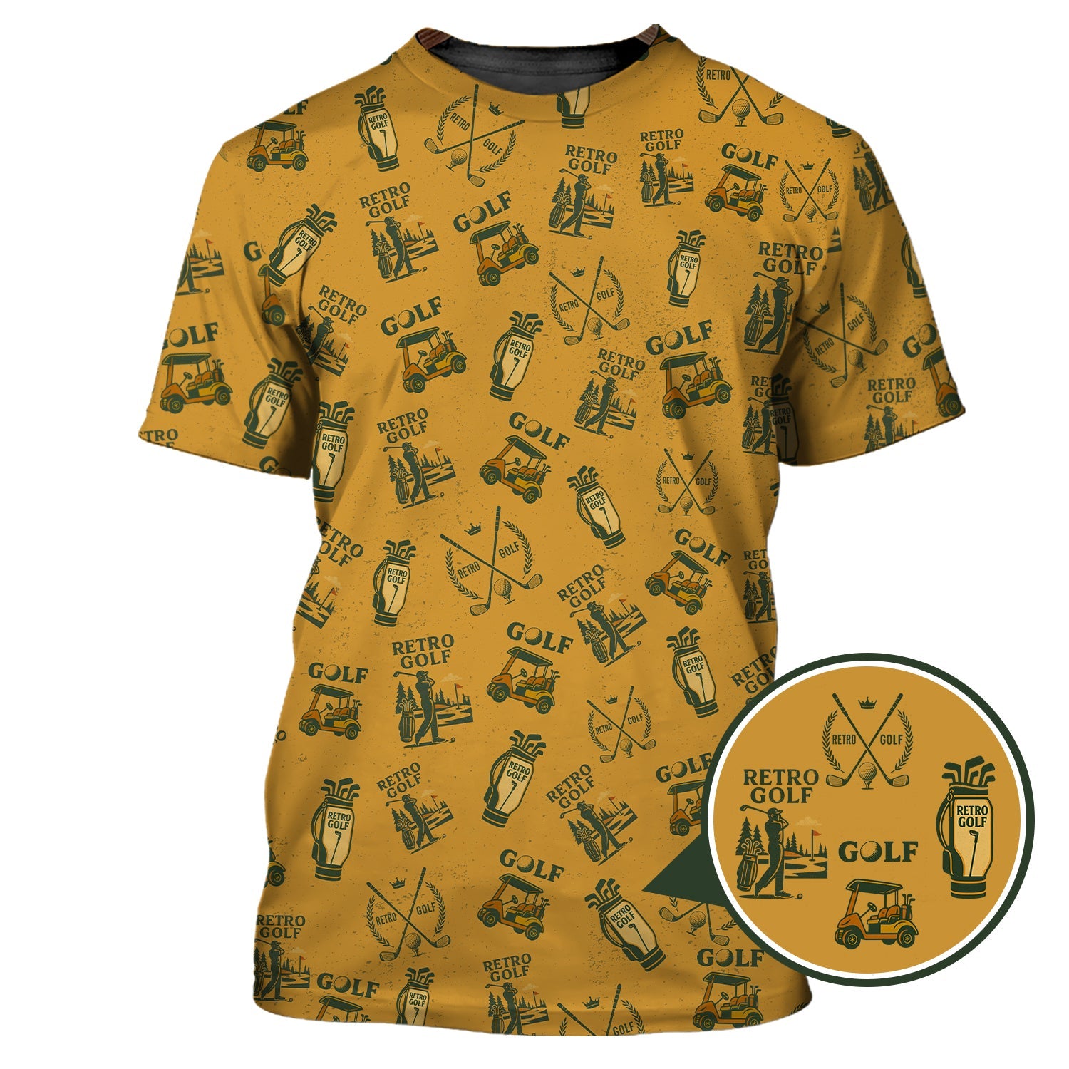 Vintage Golf Polos For Men, Classic Pattern Retro Golf Shirt, Golf Gift For Golfers