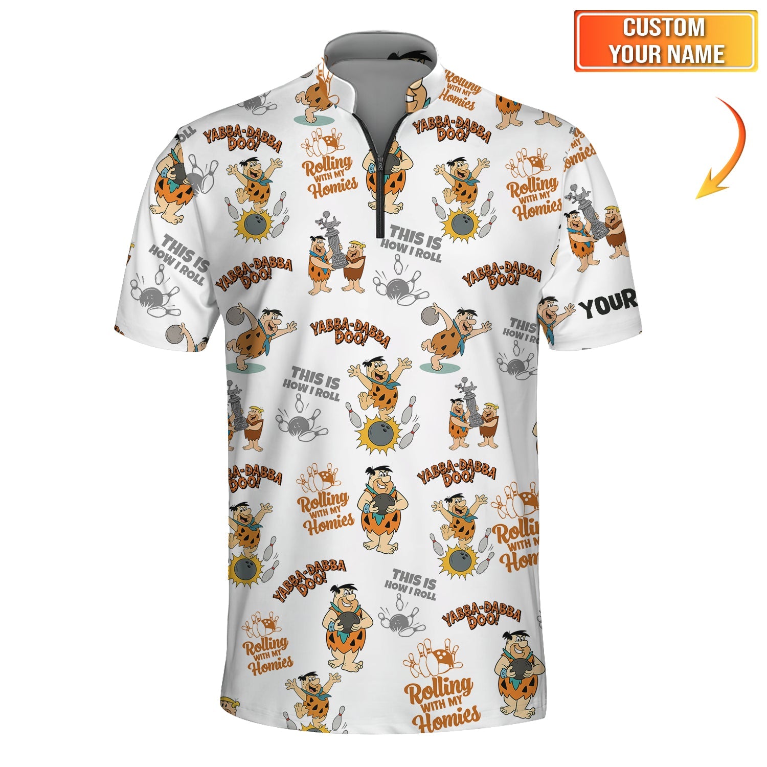 Fred Flintstone Bowling Custom Shirt – Retro Bowling Alley Style, Bowling Team Uniform