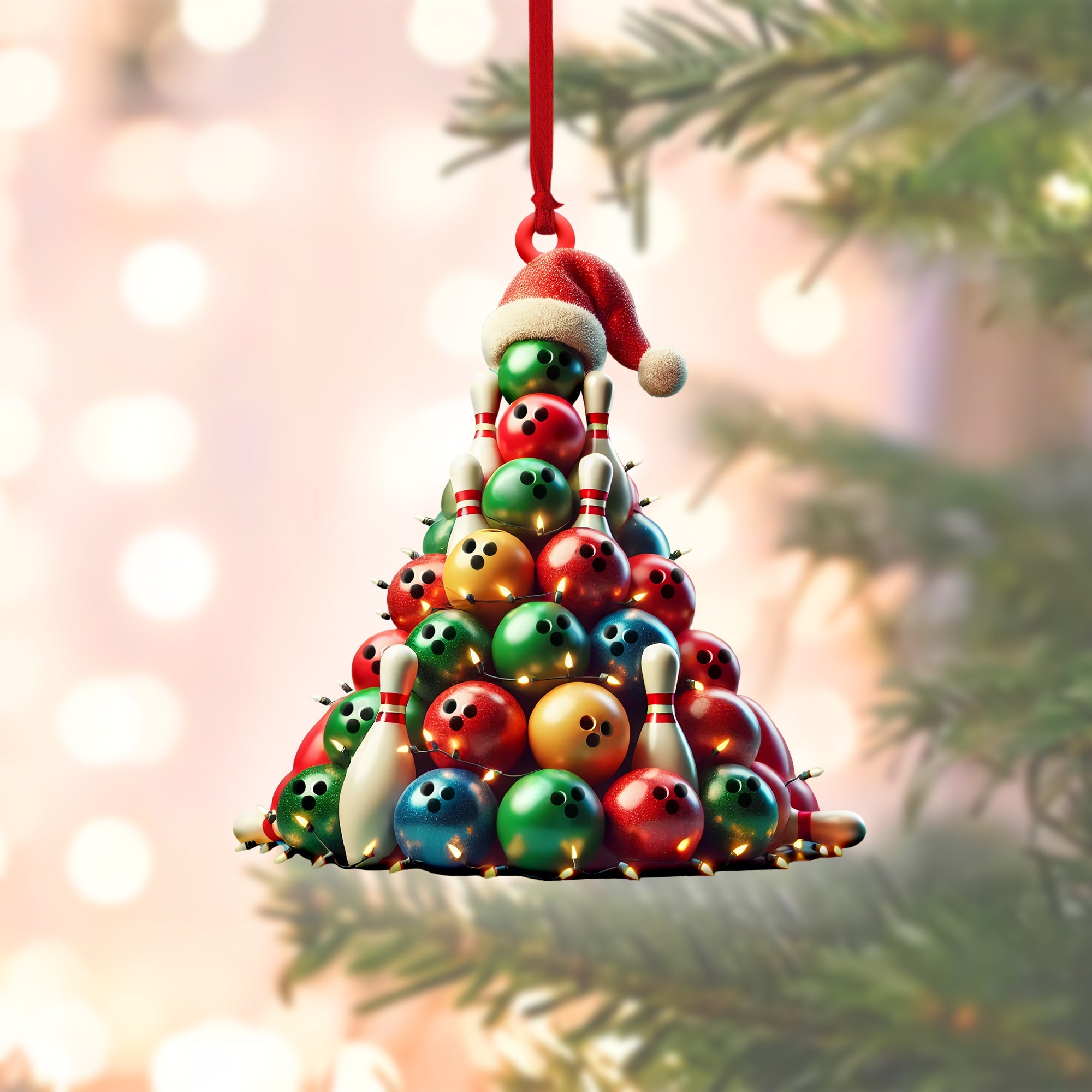 Bowling Christmas Tree Ornament, Custom Bowling Ball, Gift For Bowling Lovers, Acrylic Ornament