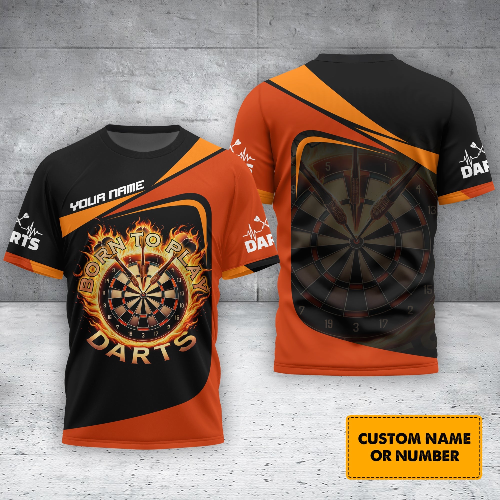 Born To Play Darts Custom Name 3D T-Shirt, T-shirt For Darts Player, Darts Shirts, Gift For Darts Lovers