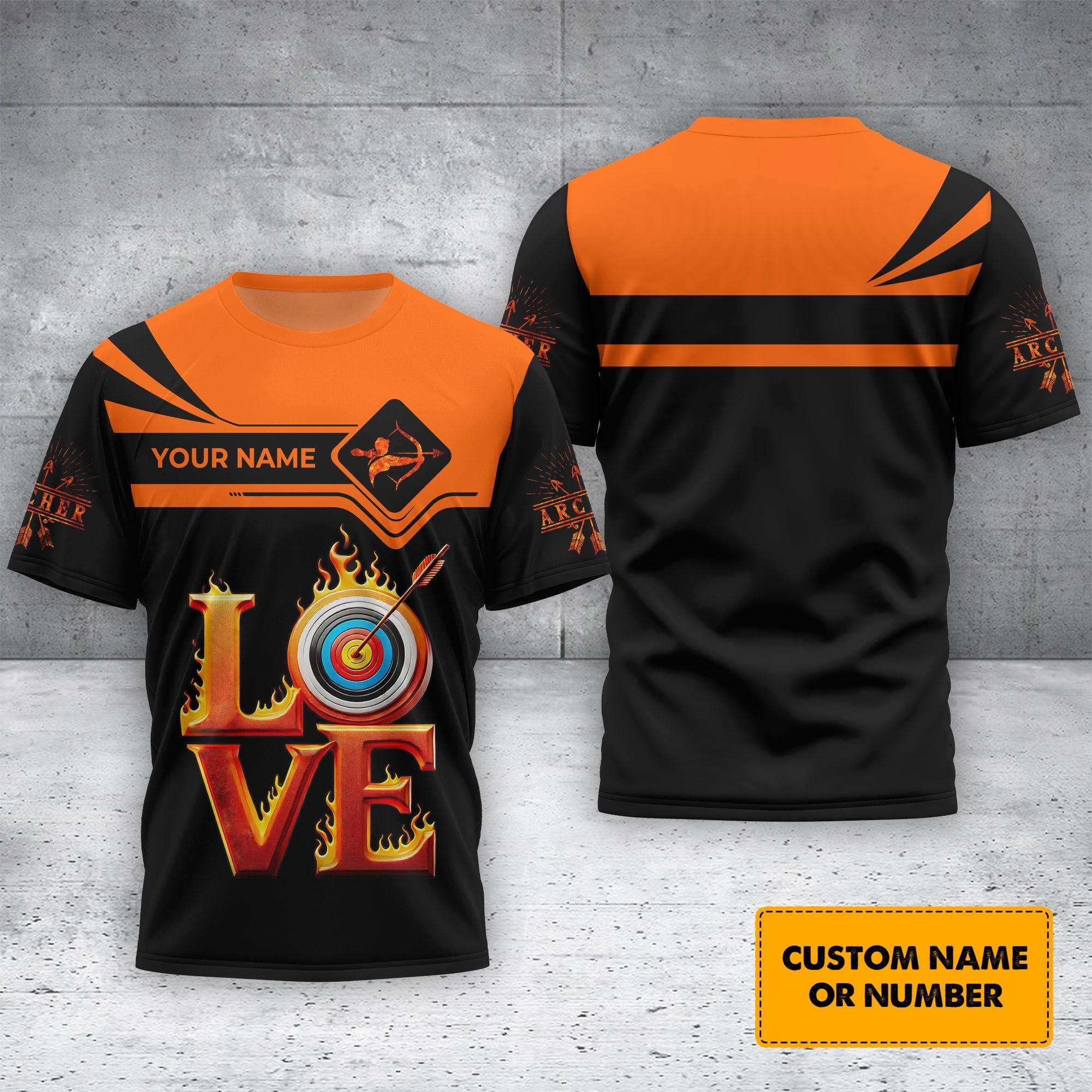 Custom Name Love Archer T-Shirt 3D, Archery Polo Shirts, Lightweight Sportswear, Gift for Archers