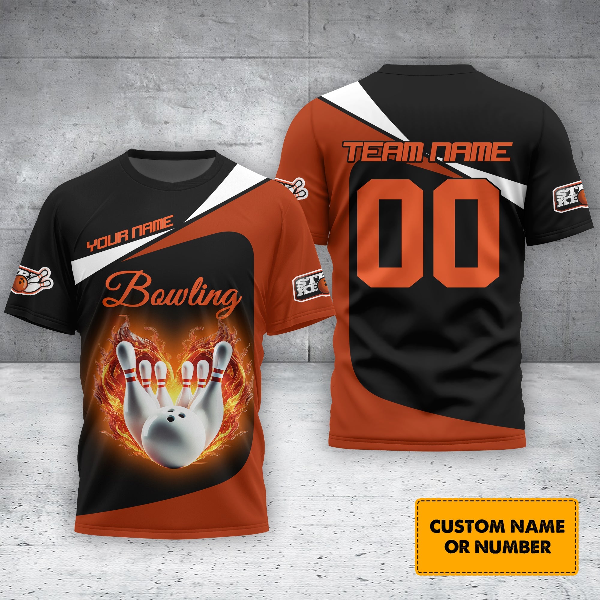 Fireheart Strike Bowling Personalized Name 3D Polo Shirt, Bowling T-Shirt, Gift For Bowler