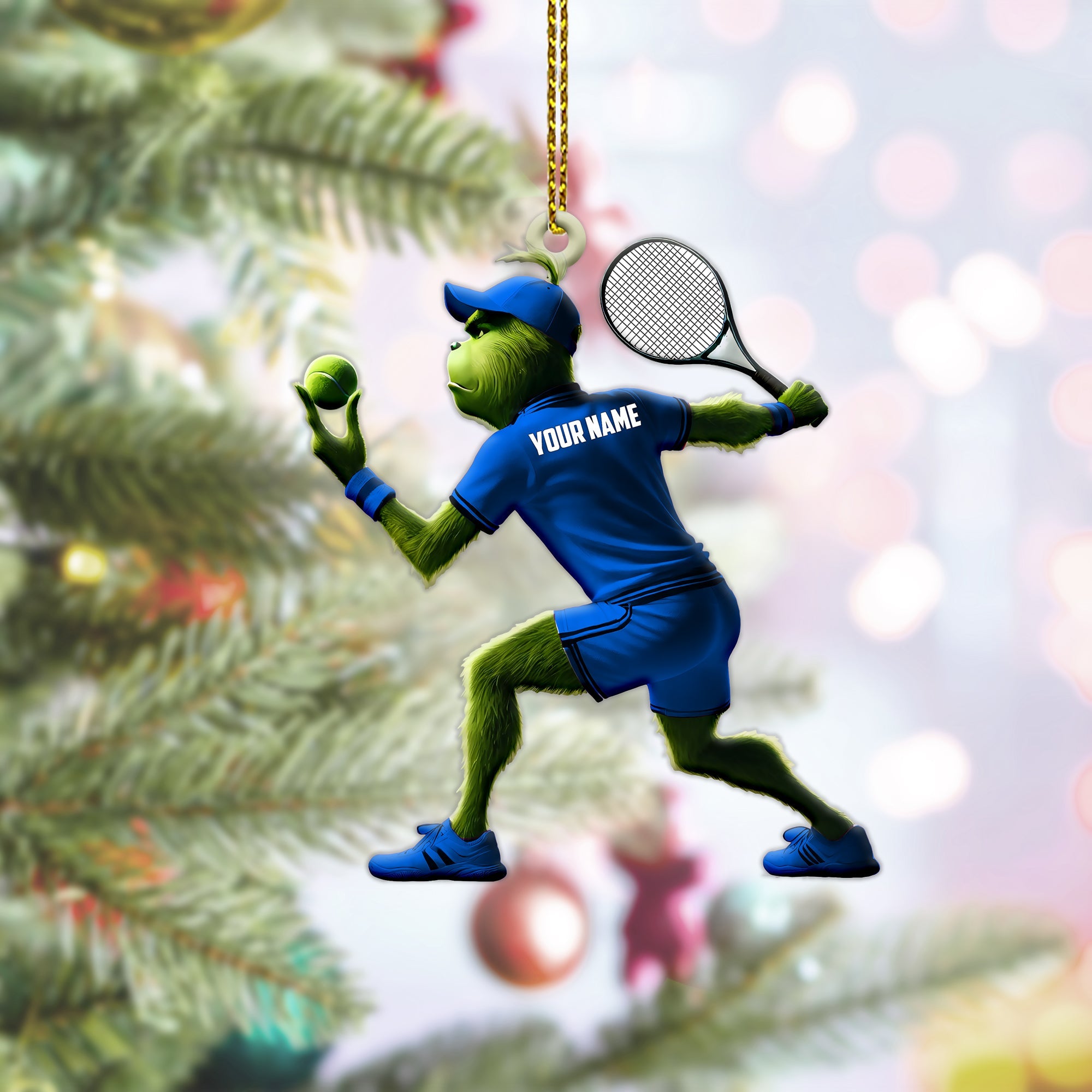 Xmas Grinch Acrylic Ornament, Grinch Tennis, Gift for Tennis Players, Christmas Decor